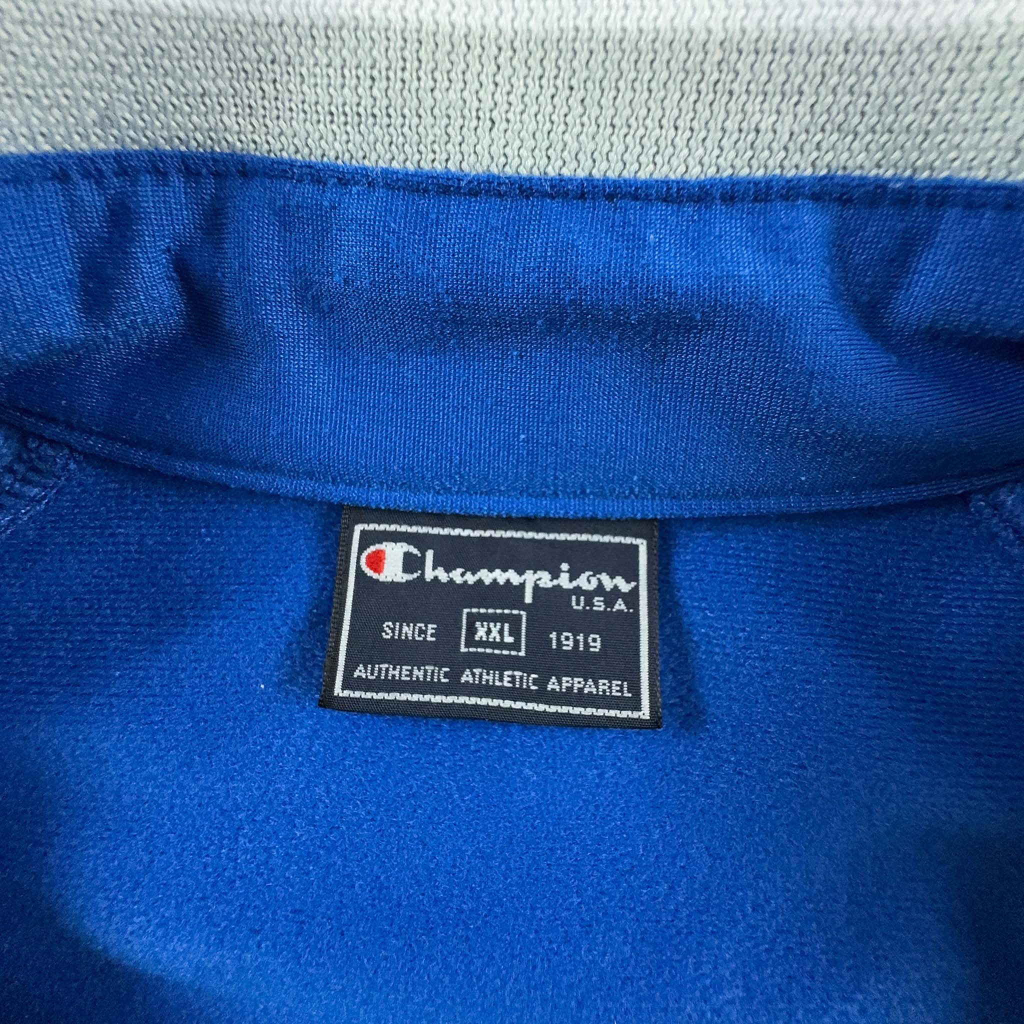 Felpa Champion Vintage blu anni 2000 con zip - Taglia XXL uomo