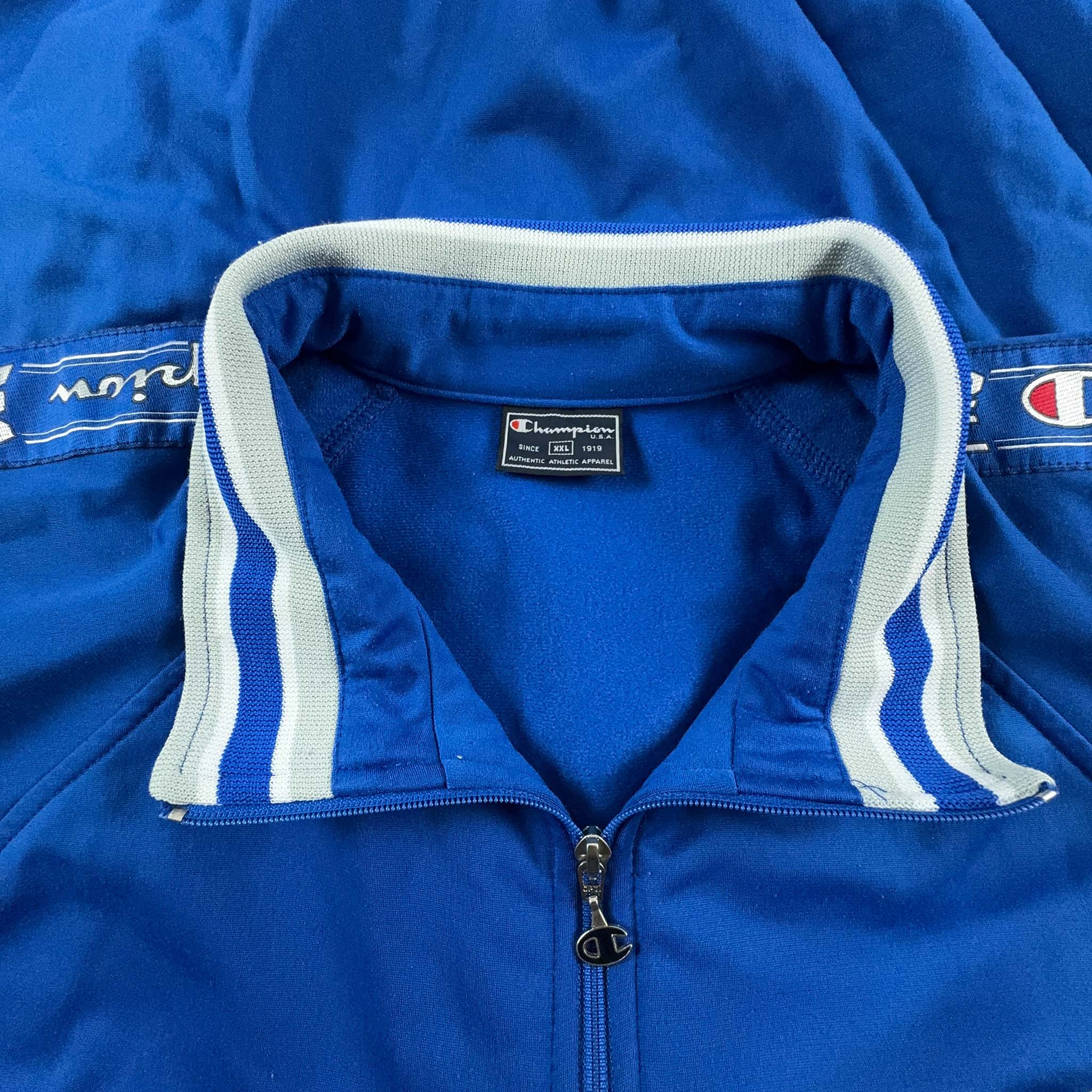 Felpa Champion Vintage blu anni 2000 con zip - Taglia XXL uomo