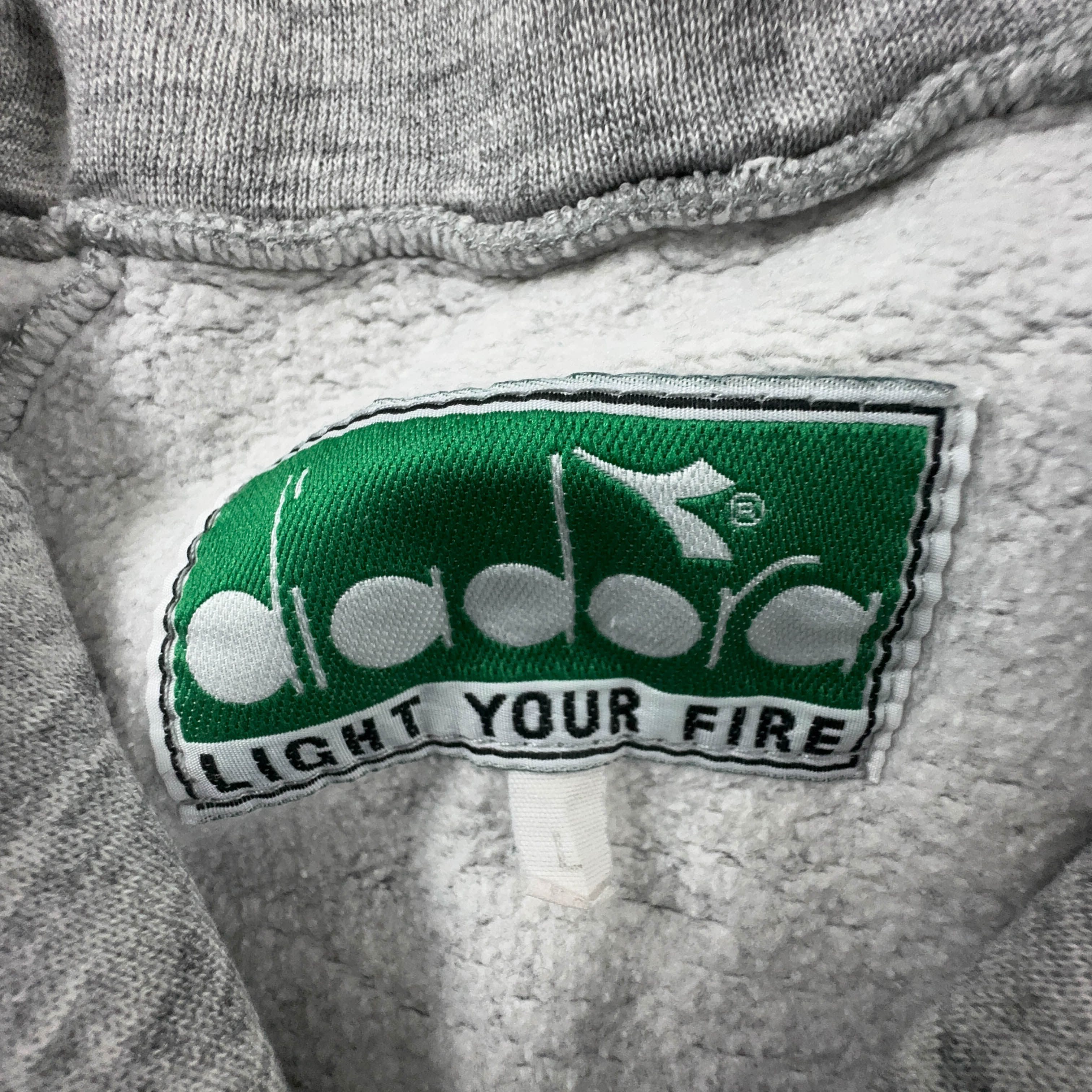 Felpa Diadora Vintage grigia quarter zip 50% cotone anni 90 - Taglia L uomo