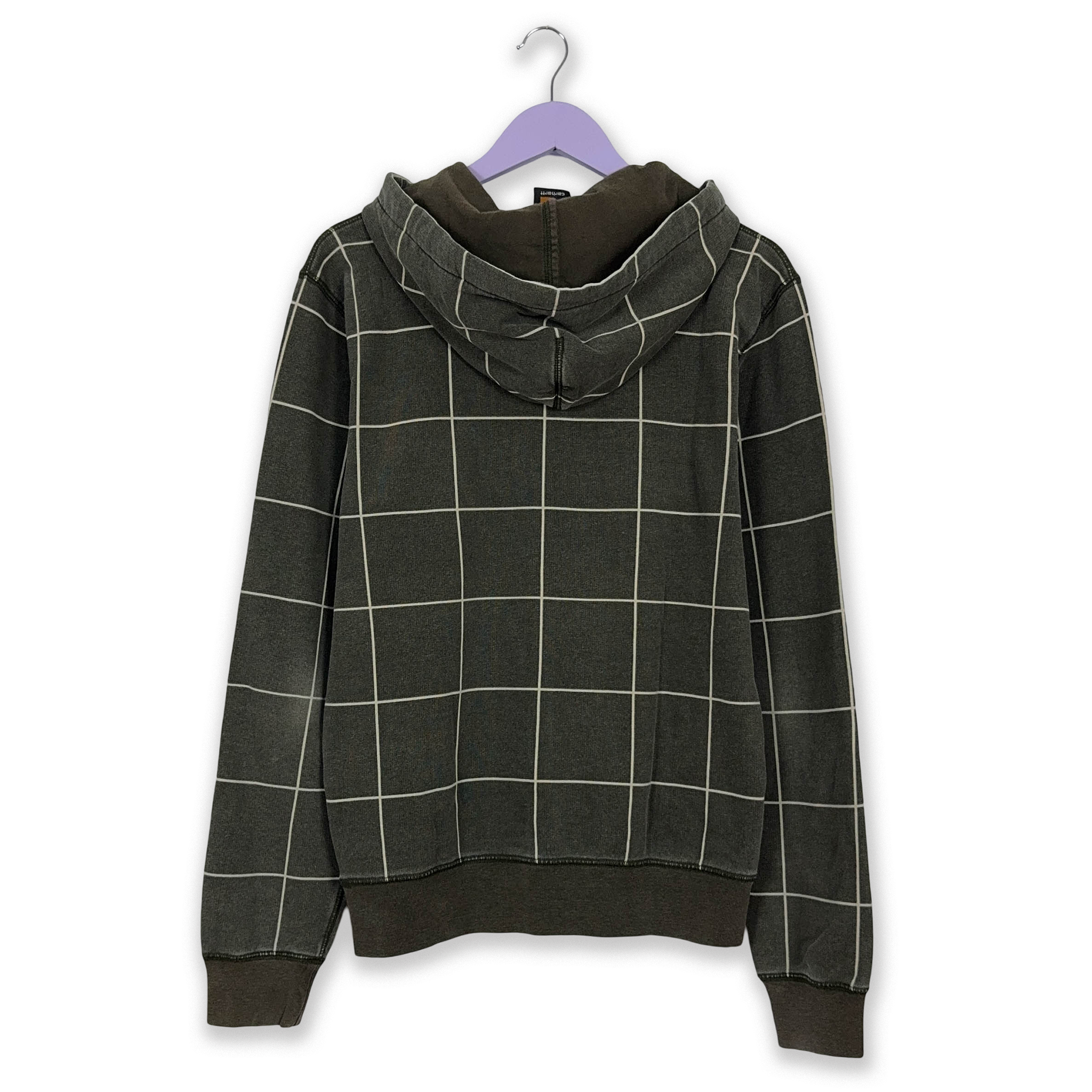 Felpa Carhartt verde a quadri faded con cappuccio - Taglia M/L uomo