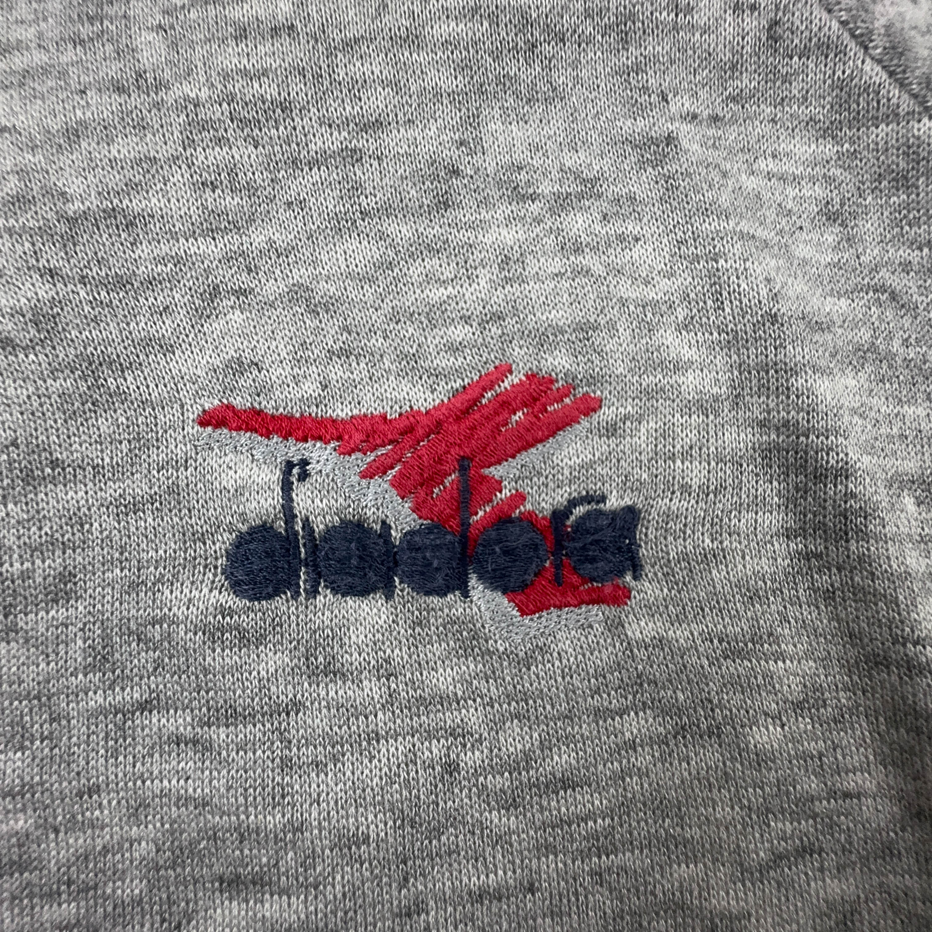 Felpa Diadora Vintage grigia quarter zip 50% cotone anni 90 - Taglia L uomo