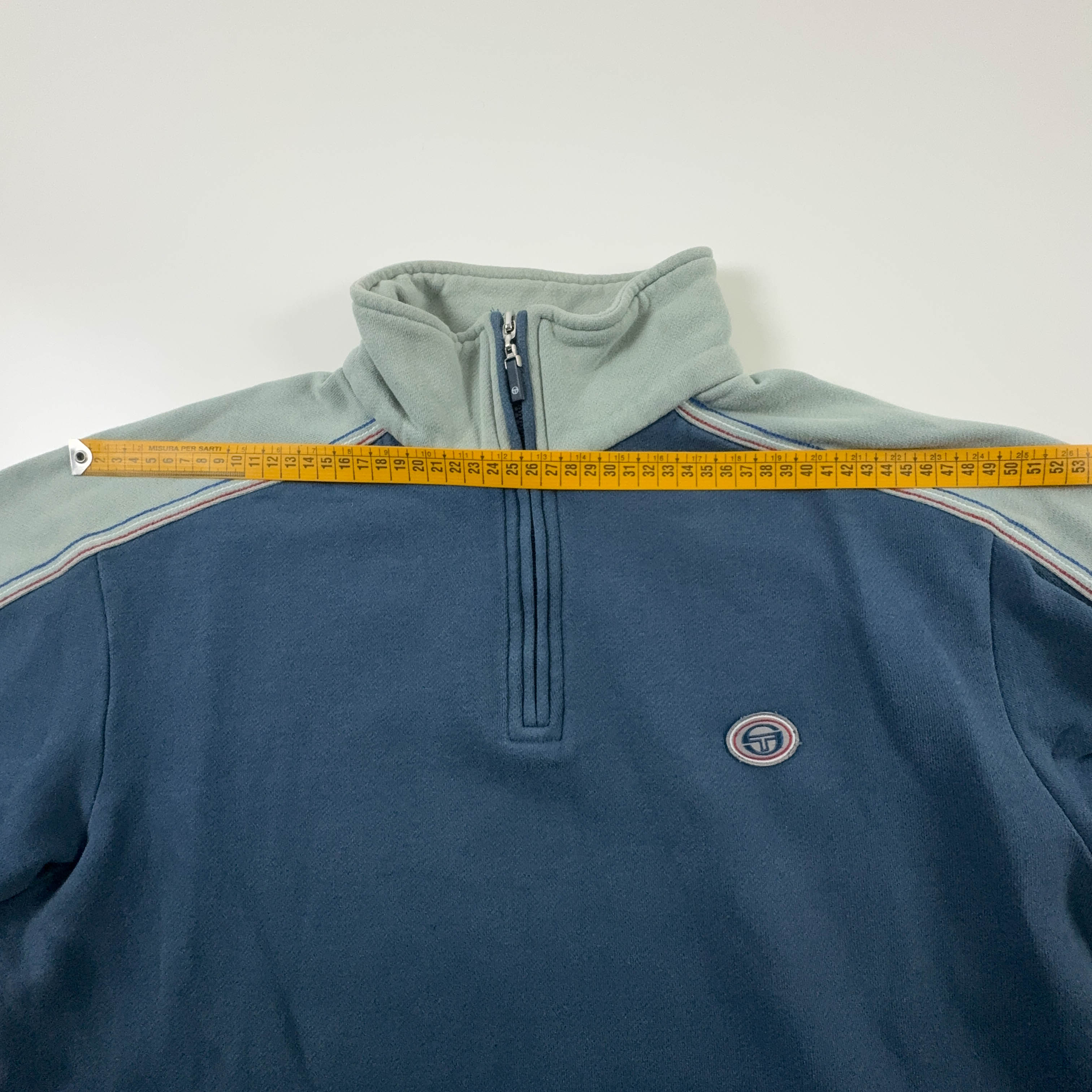Felpa Sergio Tacchini Vintage blu e grigia quarter zip - Taglia M uomo