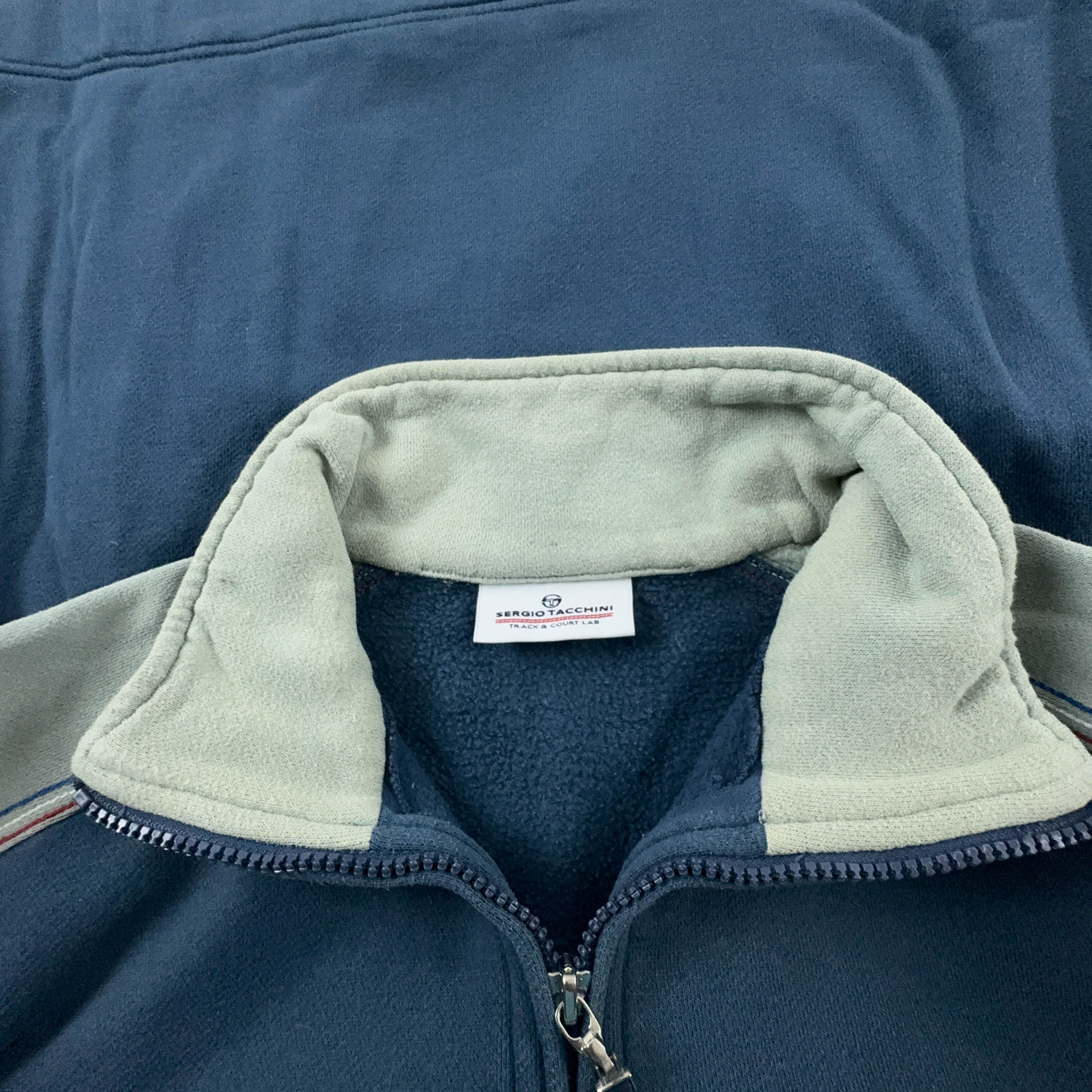 Felpa Sergio Tacchini Vintage blu e grigia quarter zip - Taglia M uomo