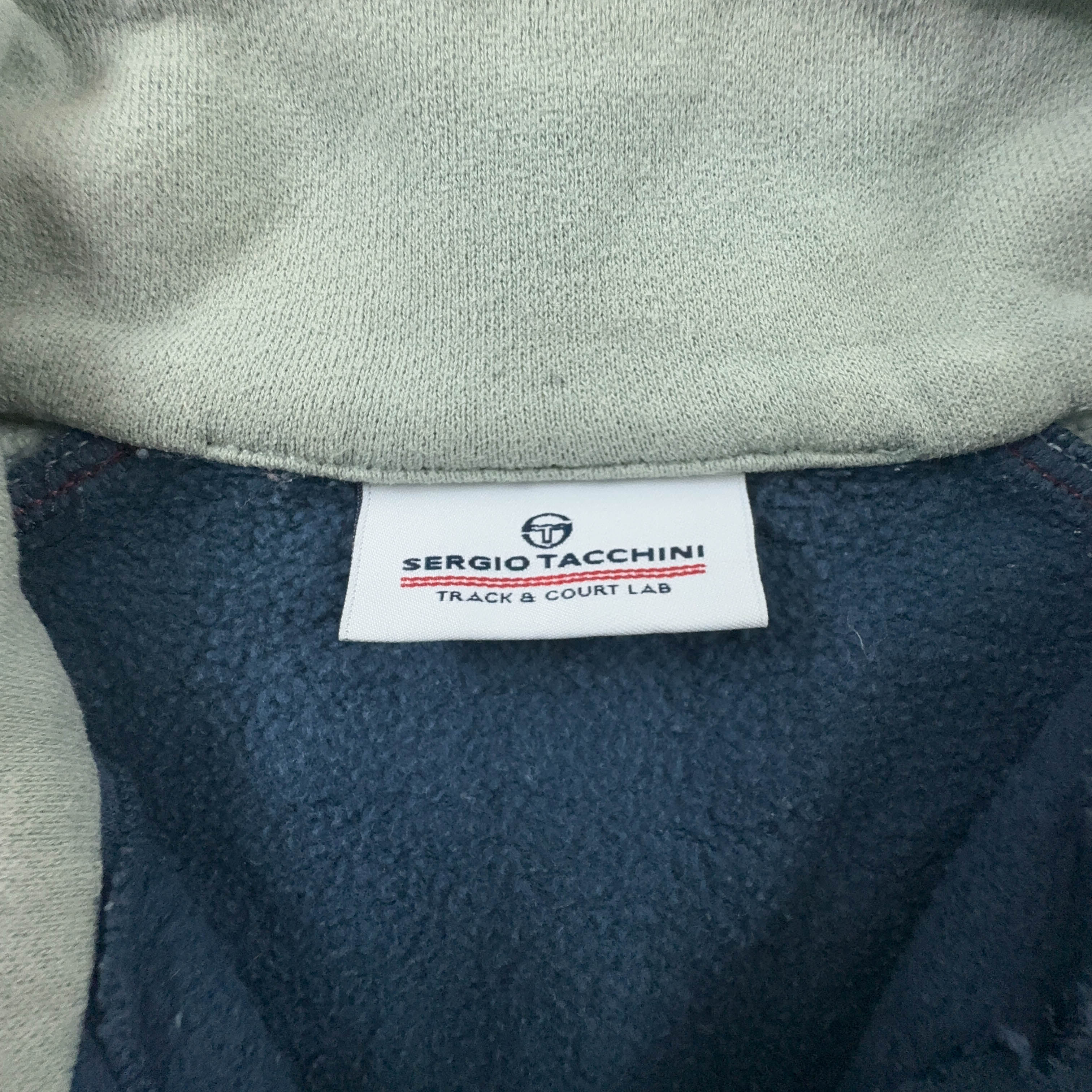 Felpa Sergio Tacchini Vintage blu e grigia quarter zip - Taglia M uomo