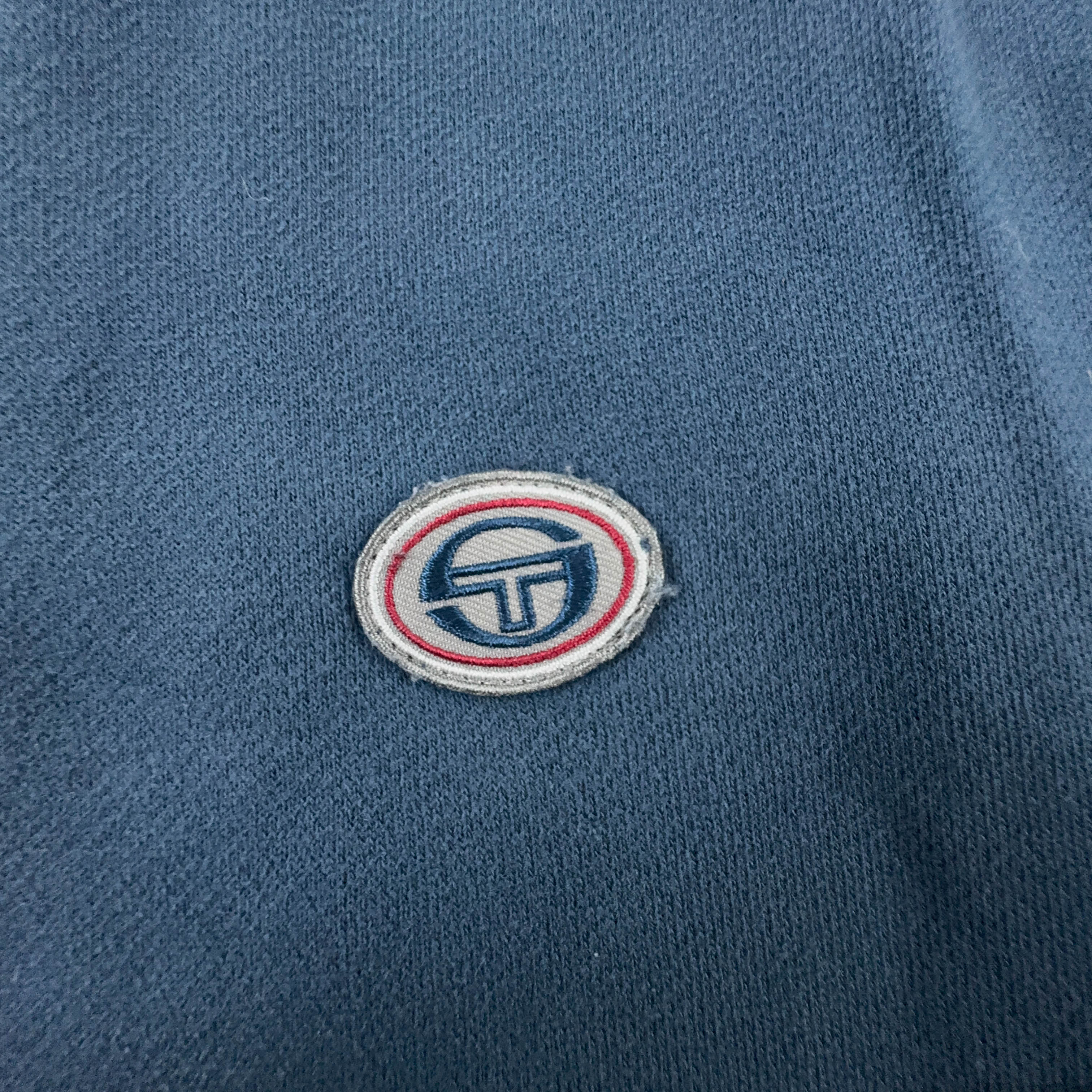 Felpa Sergio Tacchini Vintage blu e grigia quarter zip - Taglia M uomo