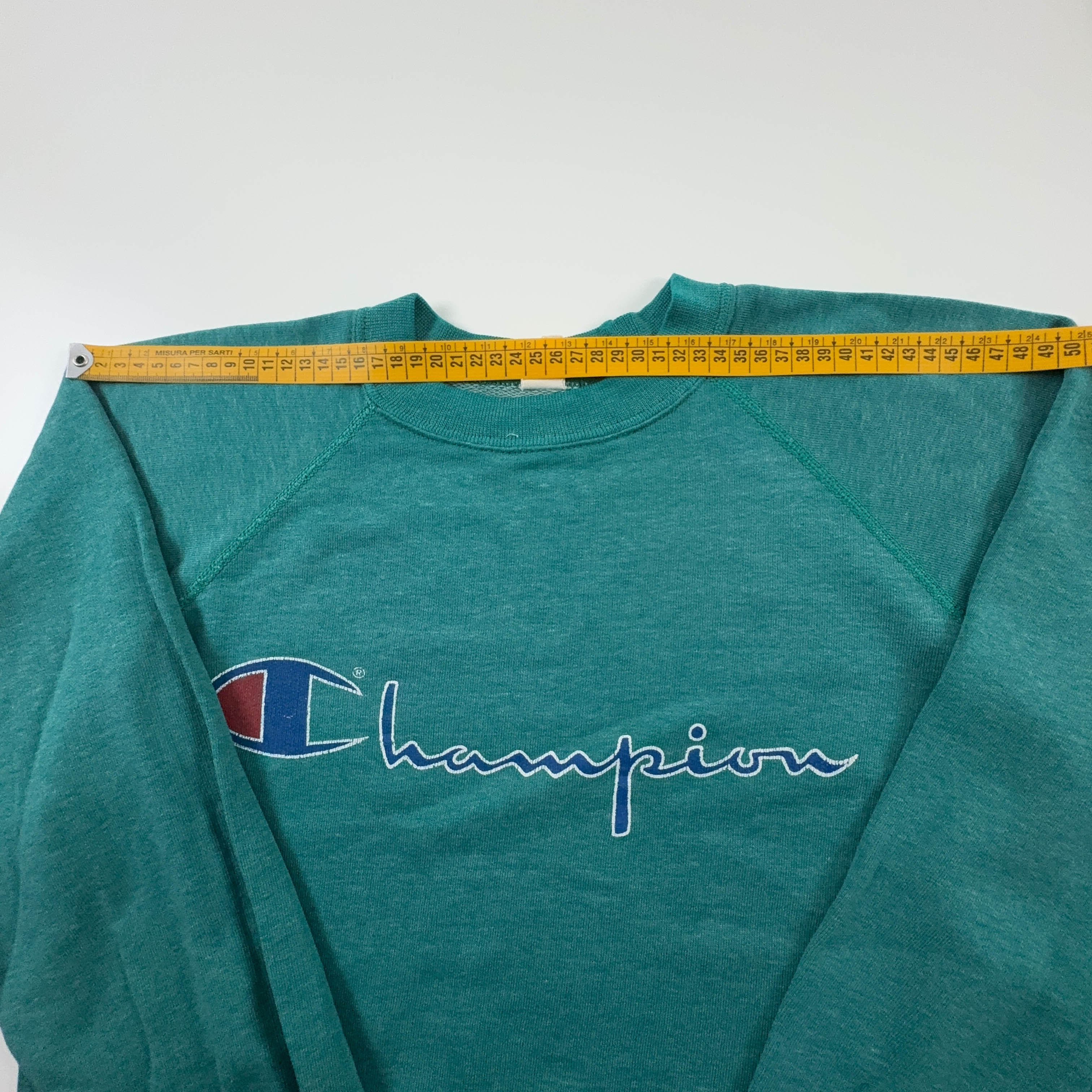 Felpa Champion Vintage verde acqua a girocollo anni 80 - Taglia S uomo
