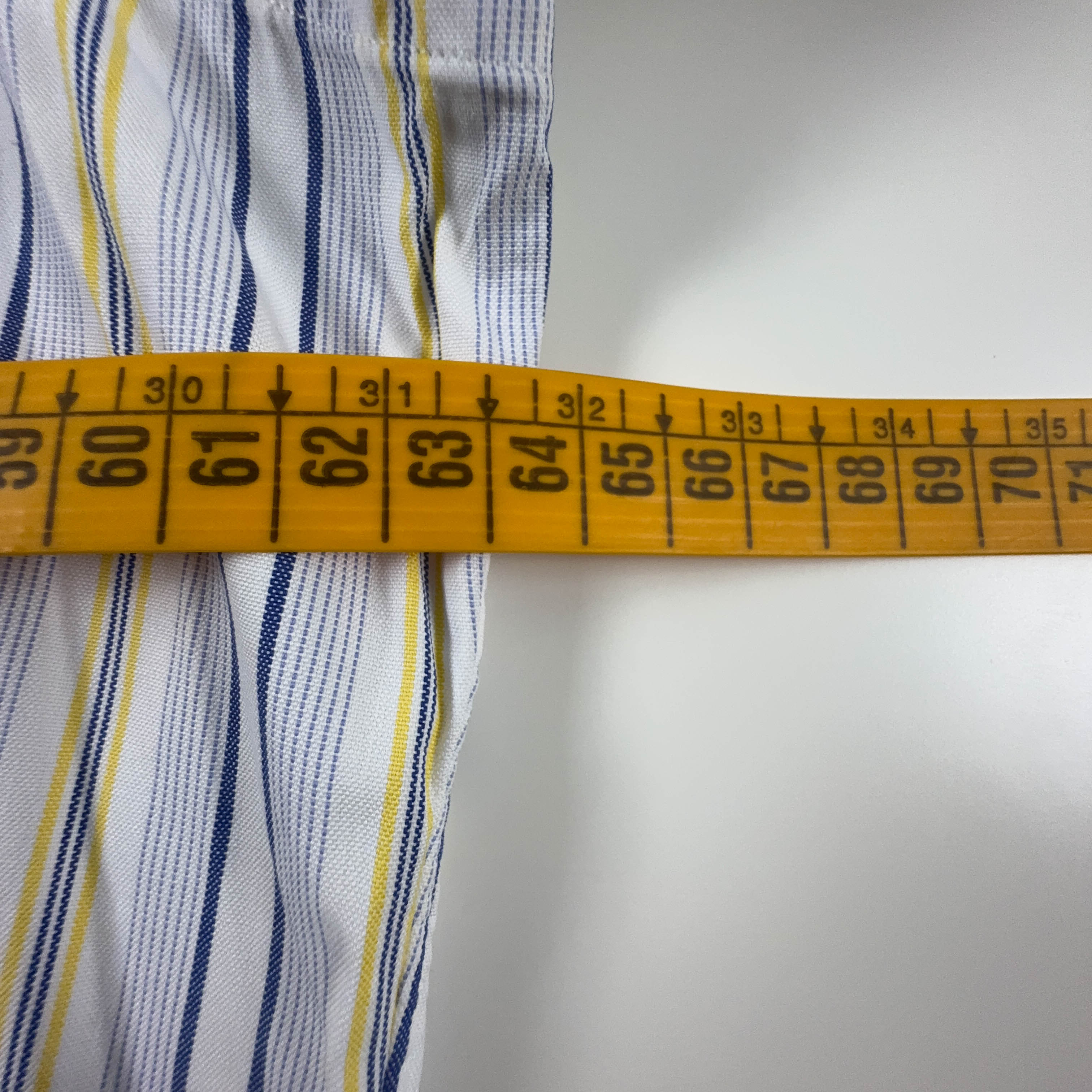Camicia Ralph Lauren Vintage bianca blu e gialla a righe manica lunga - Taglia 17 uomo