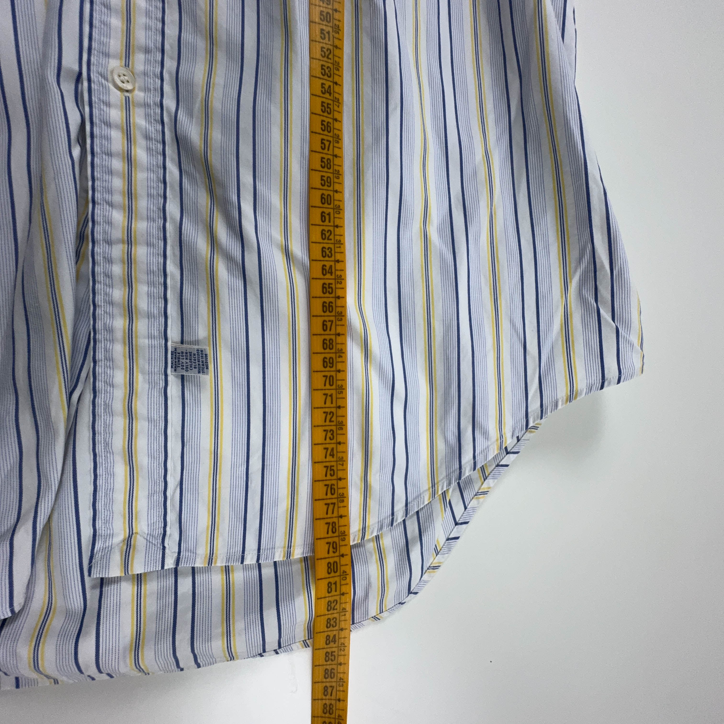 Camicia Ralph Lauren Vintage bianca blu e gialla a righe manica lunga - Taglia 17 uomo