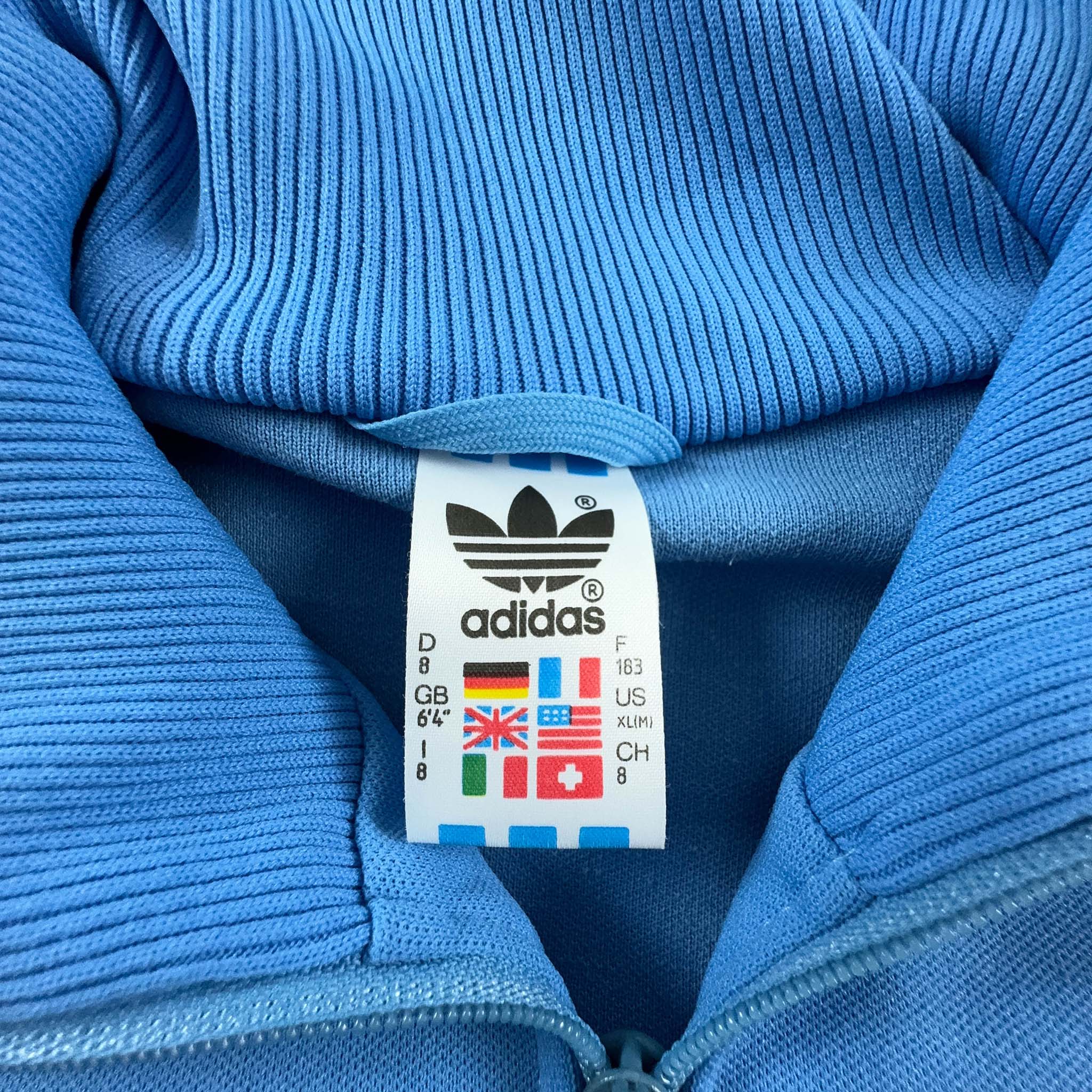 Felpa Adidas Vintage blu con zip anni 80 - Taglia L/XL uomo