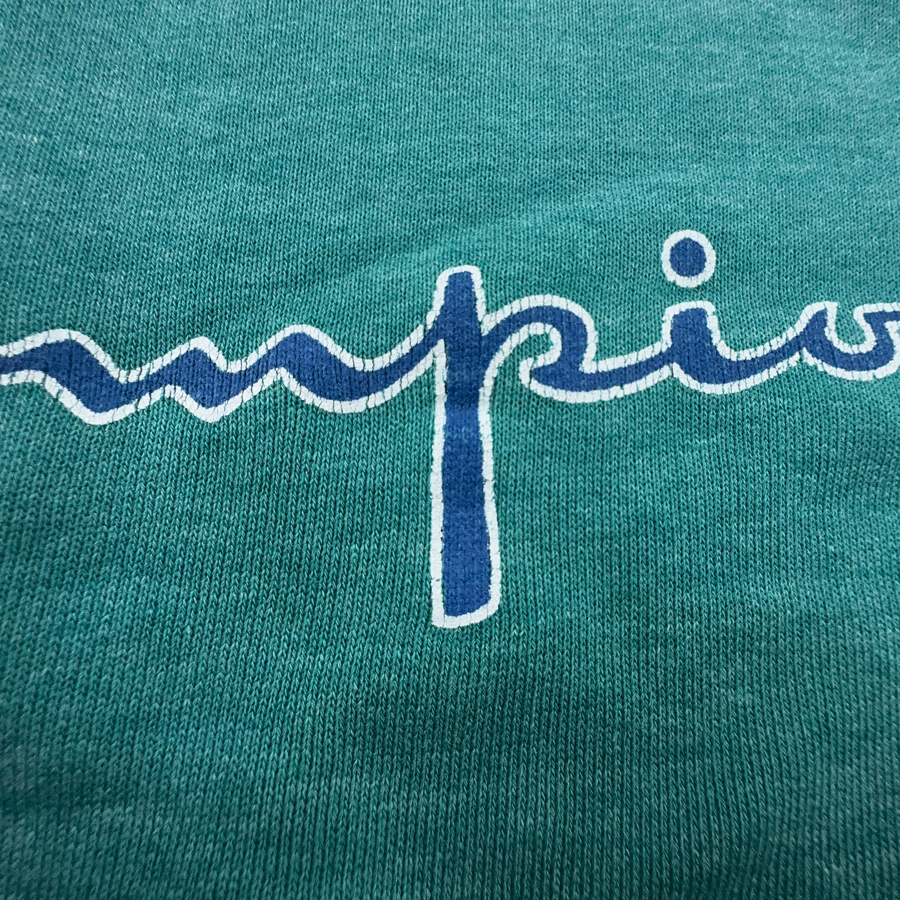 Felpa Champion Vintage verde acqua a girocollo anni 80 - Taglia S uomo