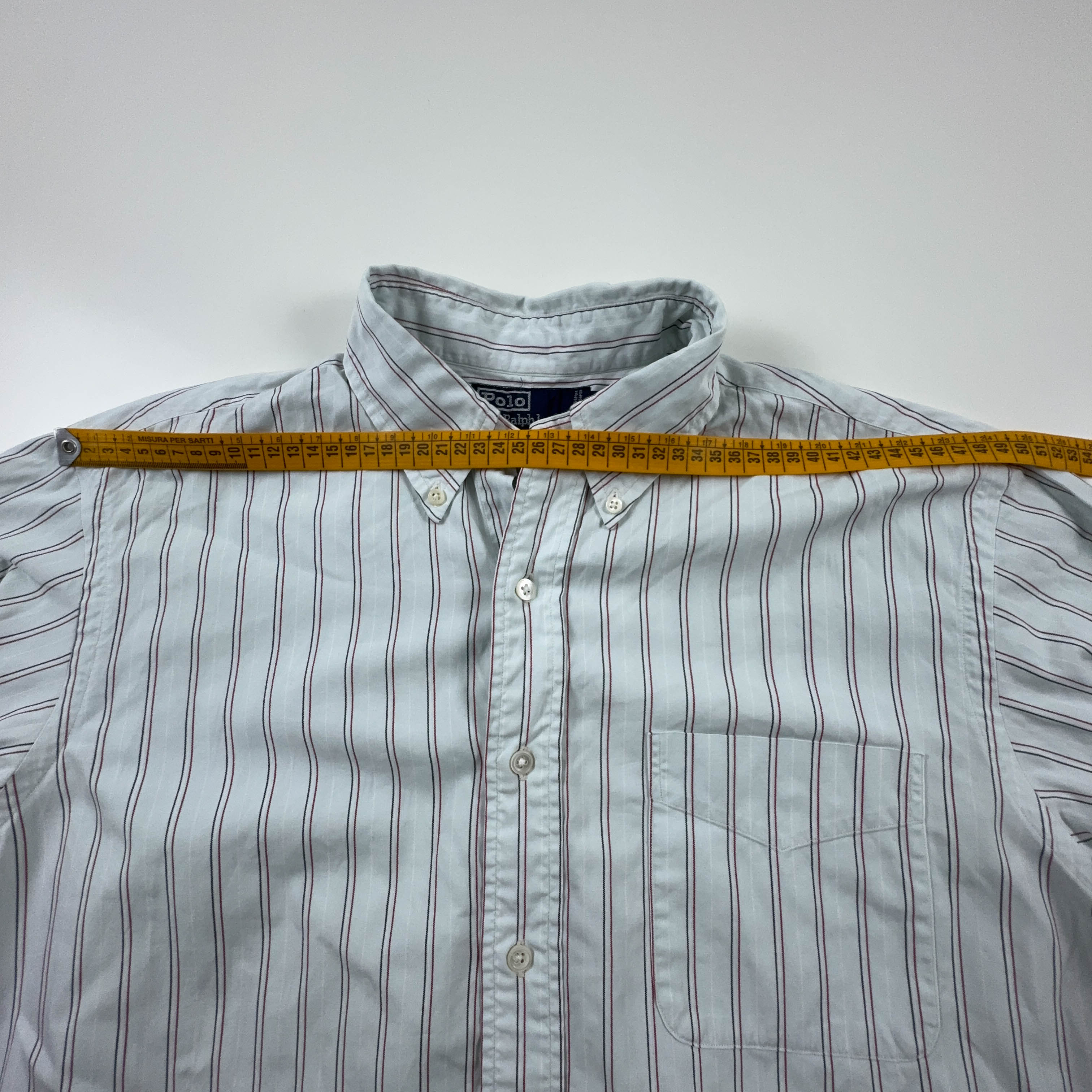 Camicia Ralph Lauren Vintage verde a righe rosse manica lunga - Taglia 17 uomo