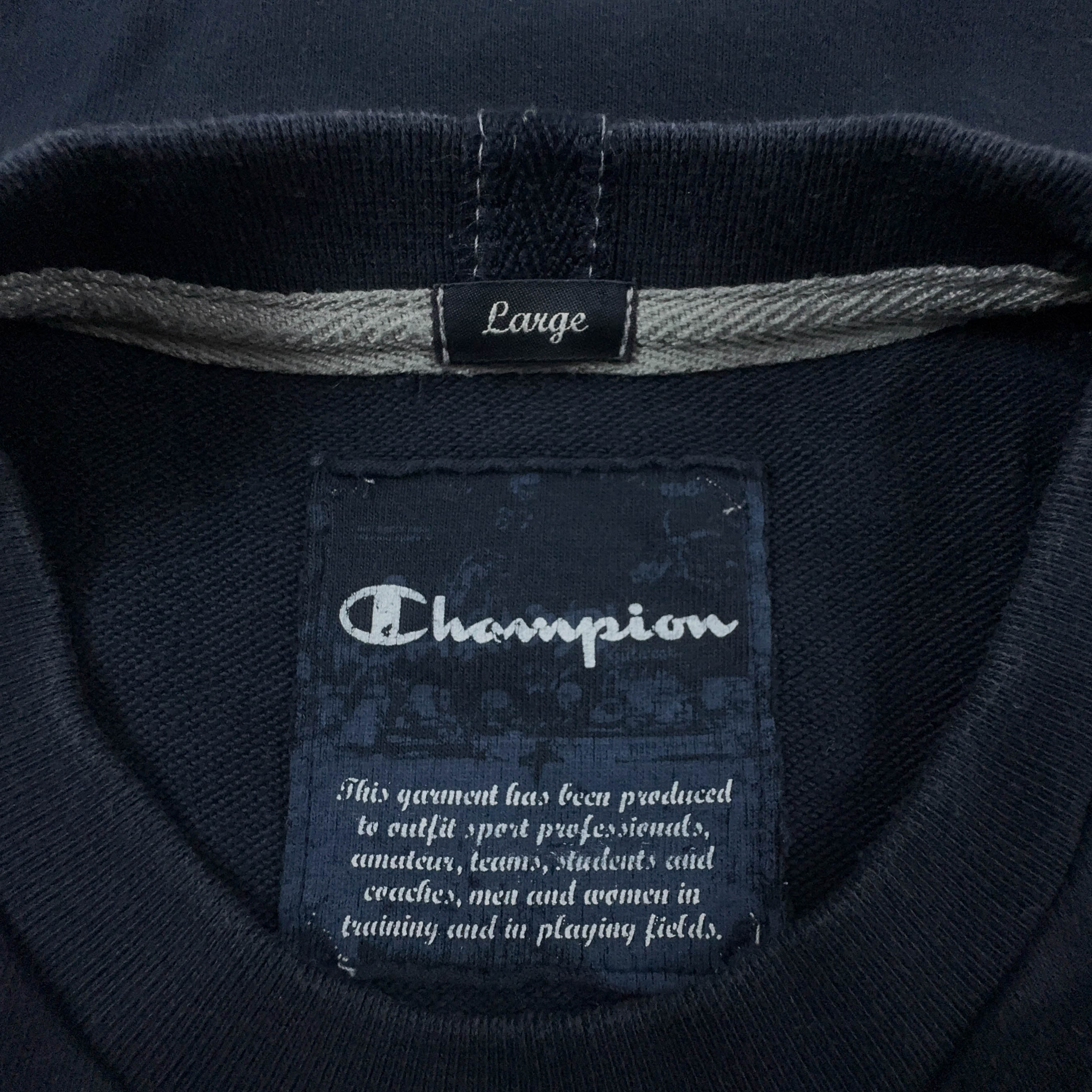 Felpa Champion Vintage blu scura a girocollo 88% cotone anni 2000 - Taglia M/L uomo