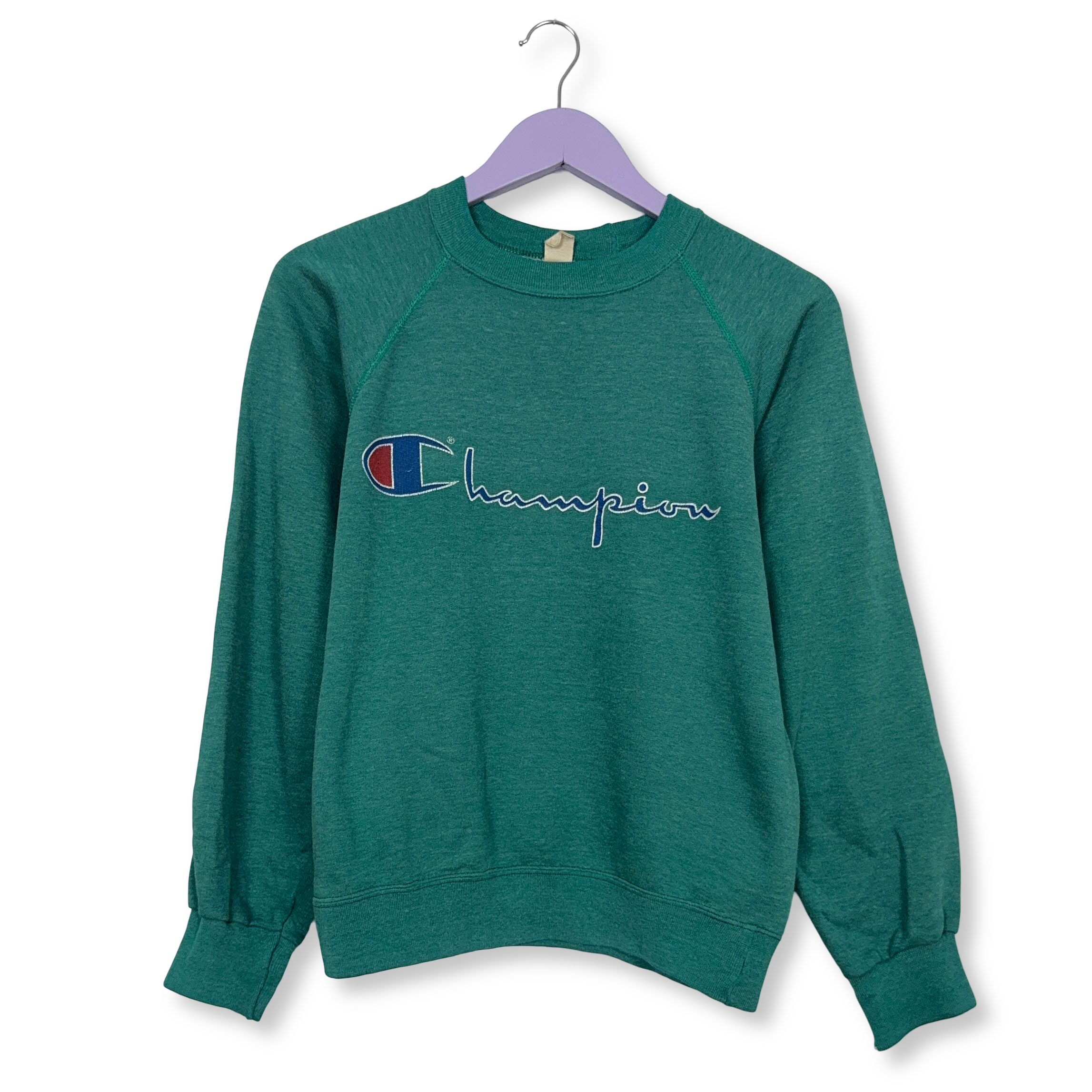 Felpa Champion Vintage verde acqua a girocollo anni 80 - Taglia S uomo