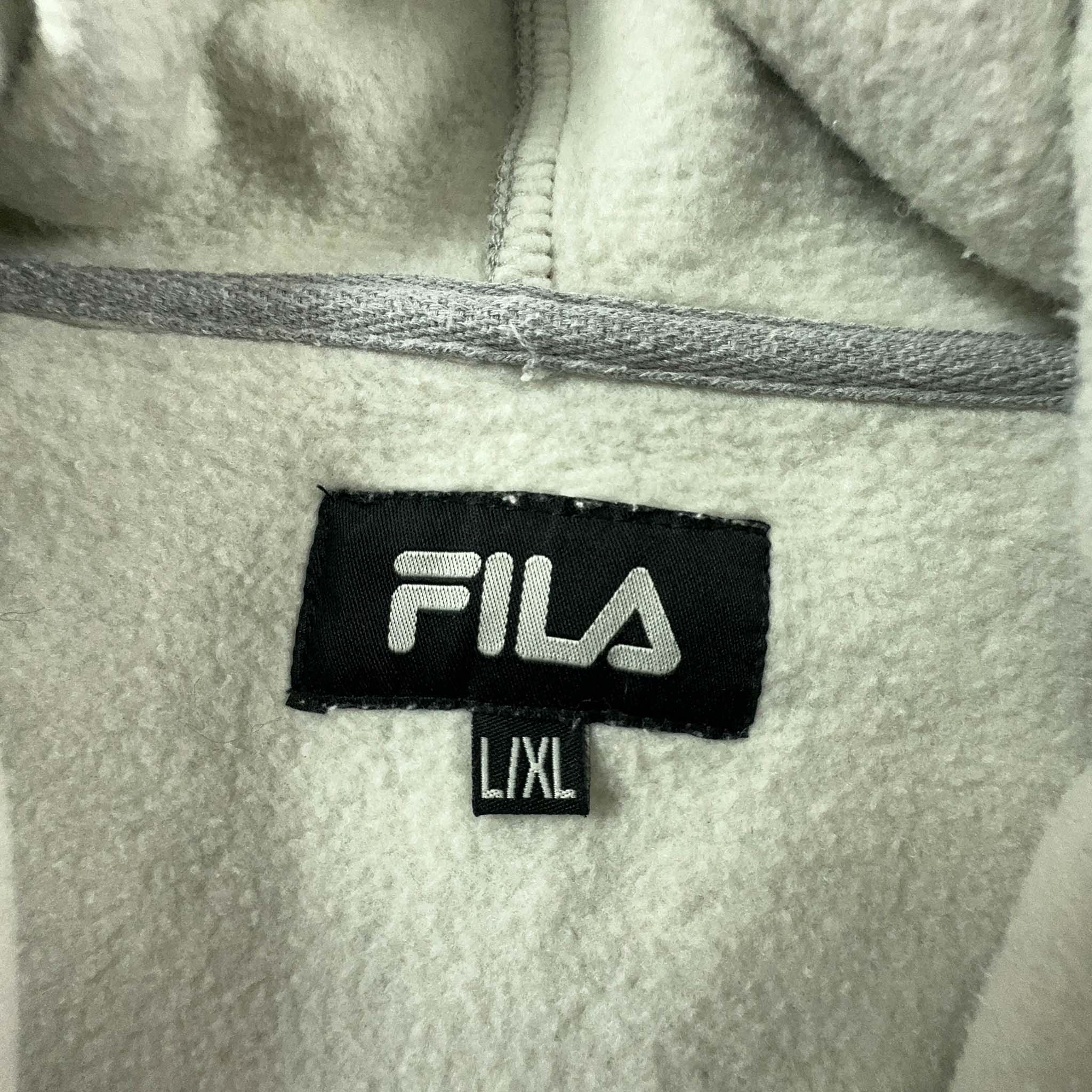 Felpa Fila Vintage grigia con zip e cappuccio anni 2000 - Taglia M uomo