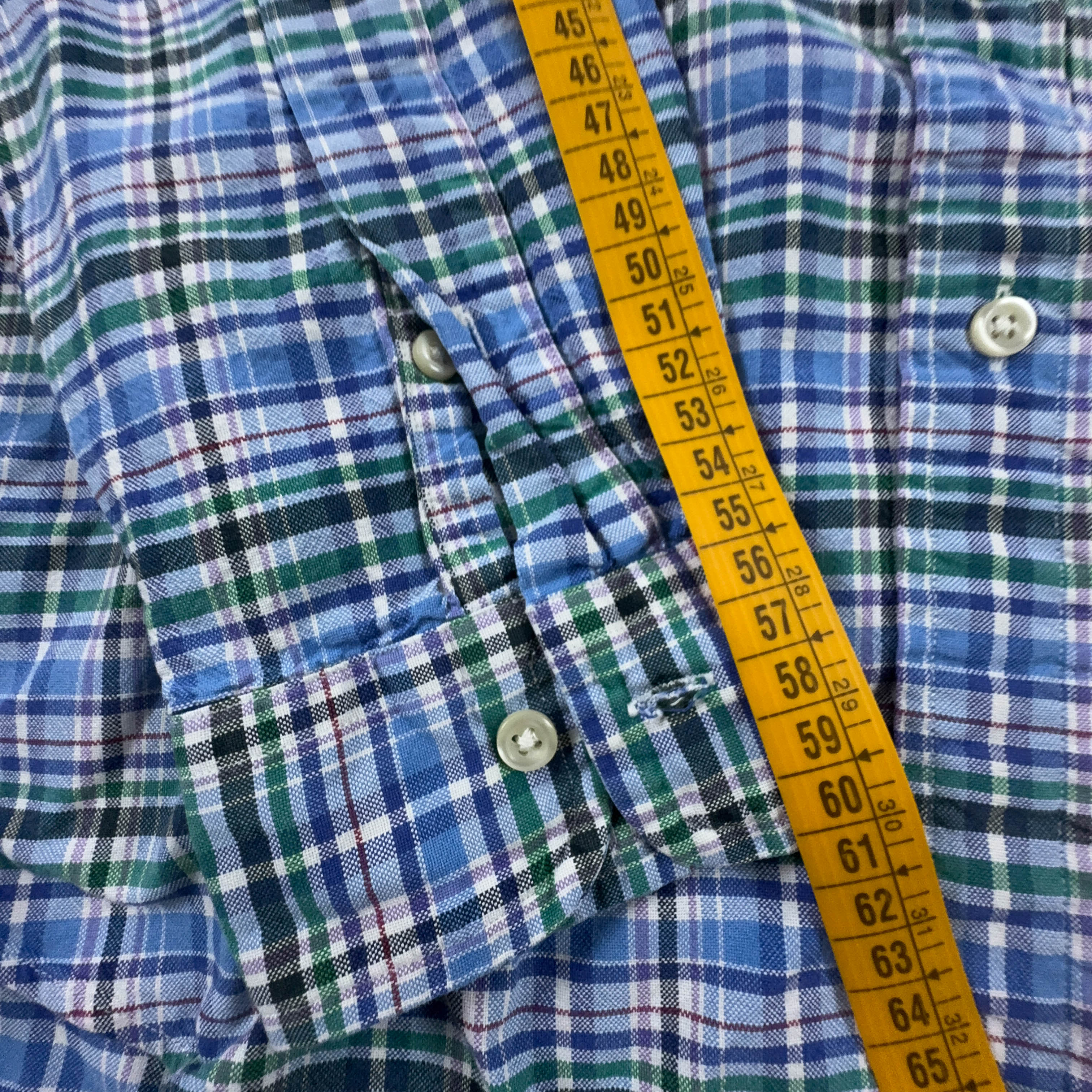 Camicia Ralph Lauren blu verde e bianca a quadri manica lunga - Taglia S uomo