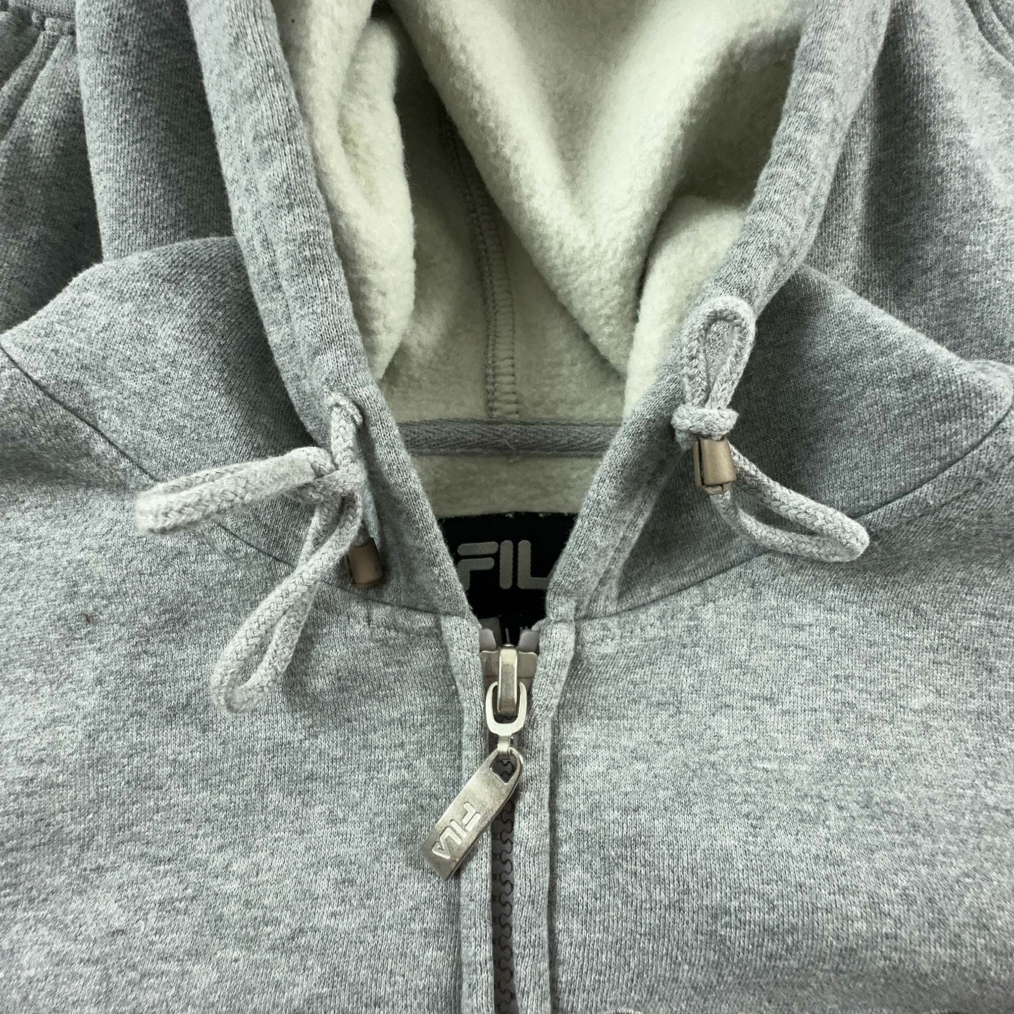 Felpa Fila Vintage grigia con zip e cappuccio anni 2000 - Taglia M uomo