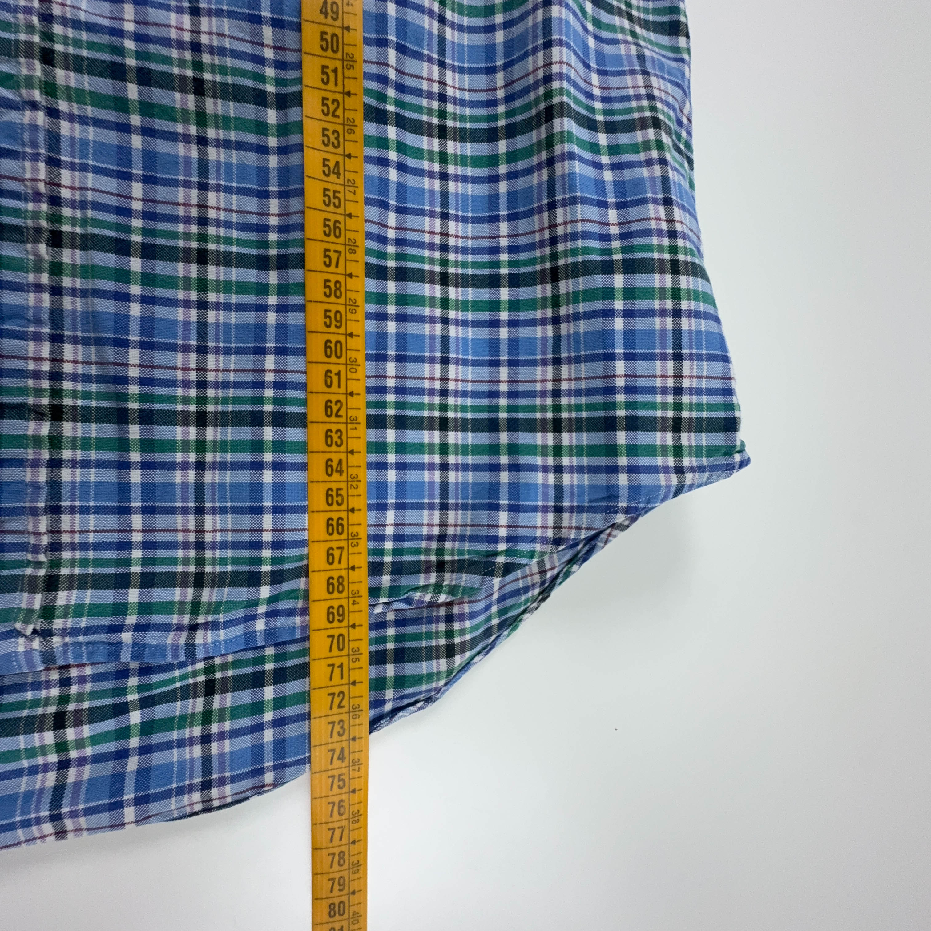 Camicia Ralph Lauren blu verde e bianca a quadri manica lunga - Taglia S uomo