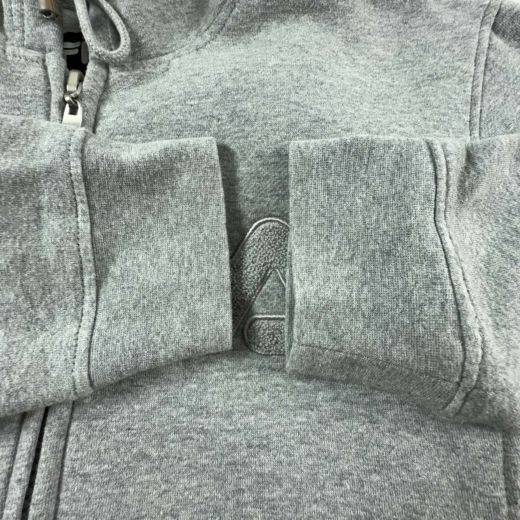 Felpa Fila Vintage grigia con zip e cappuccio anni 2000 - Taglia M uomo