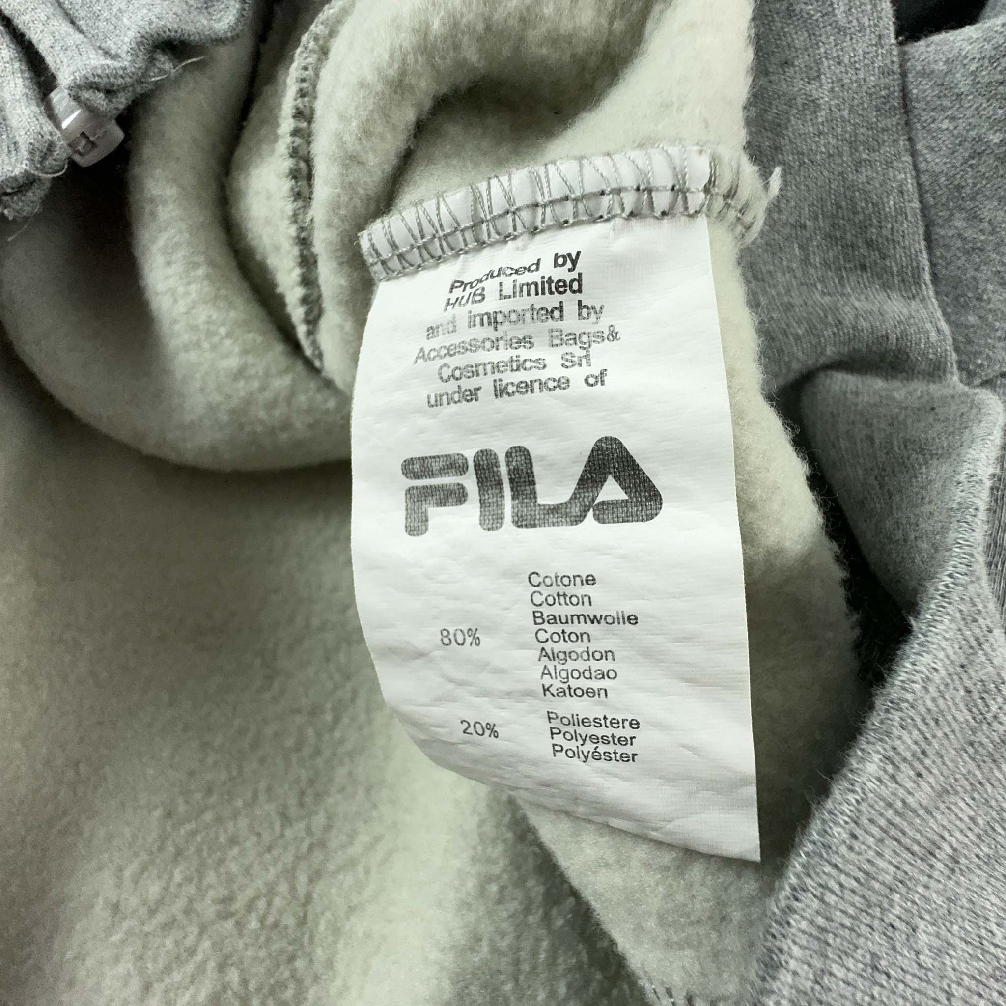 Felpa Fila Vintage grigia con zip e cappuccio anni 2000 - Taglia M uomo