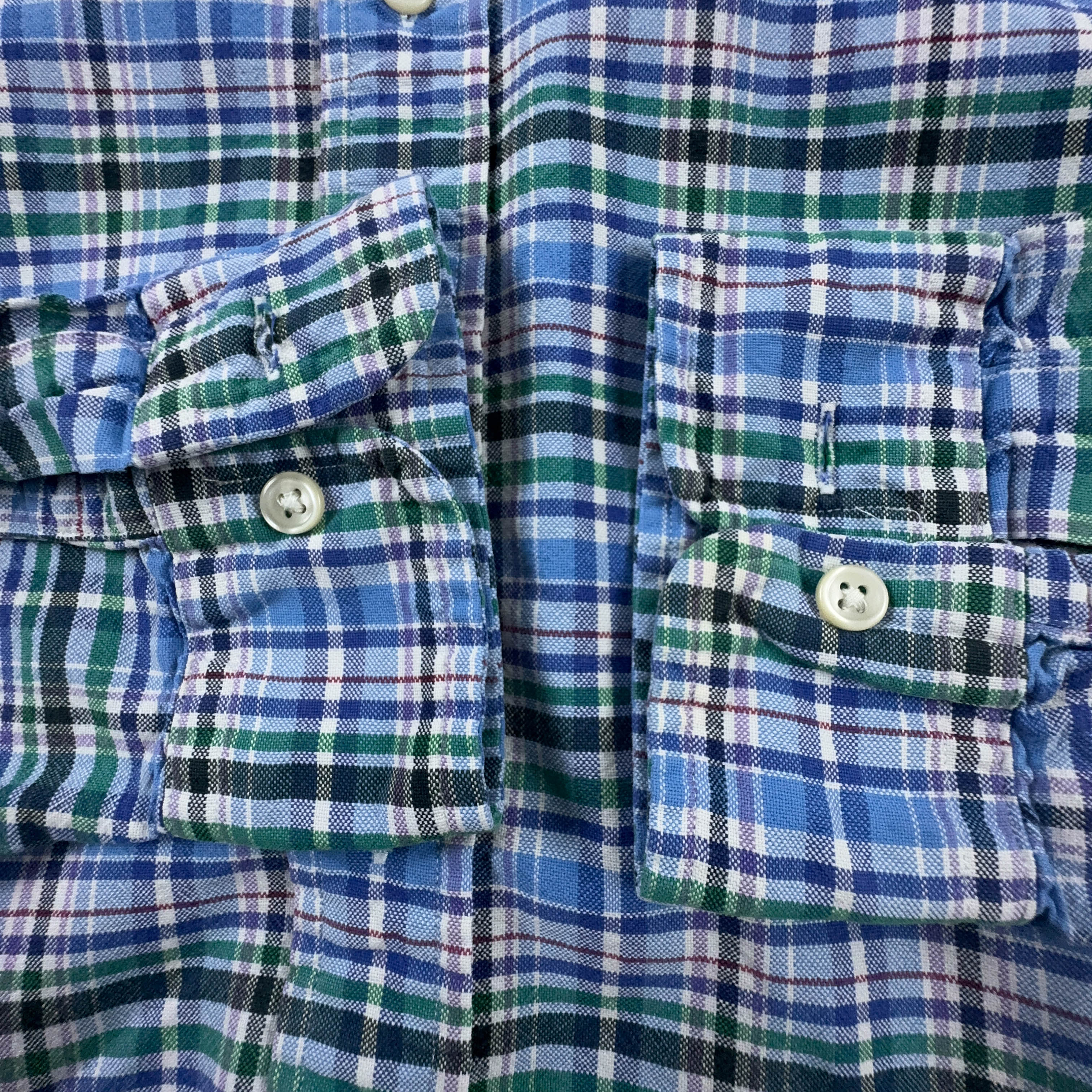 Camicia Ralph Lauren blu verde e bianca a quadri manica lunga - Taglia S uomo