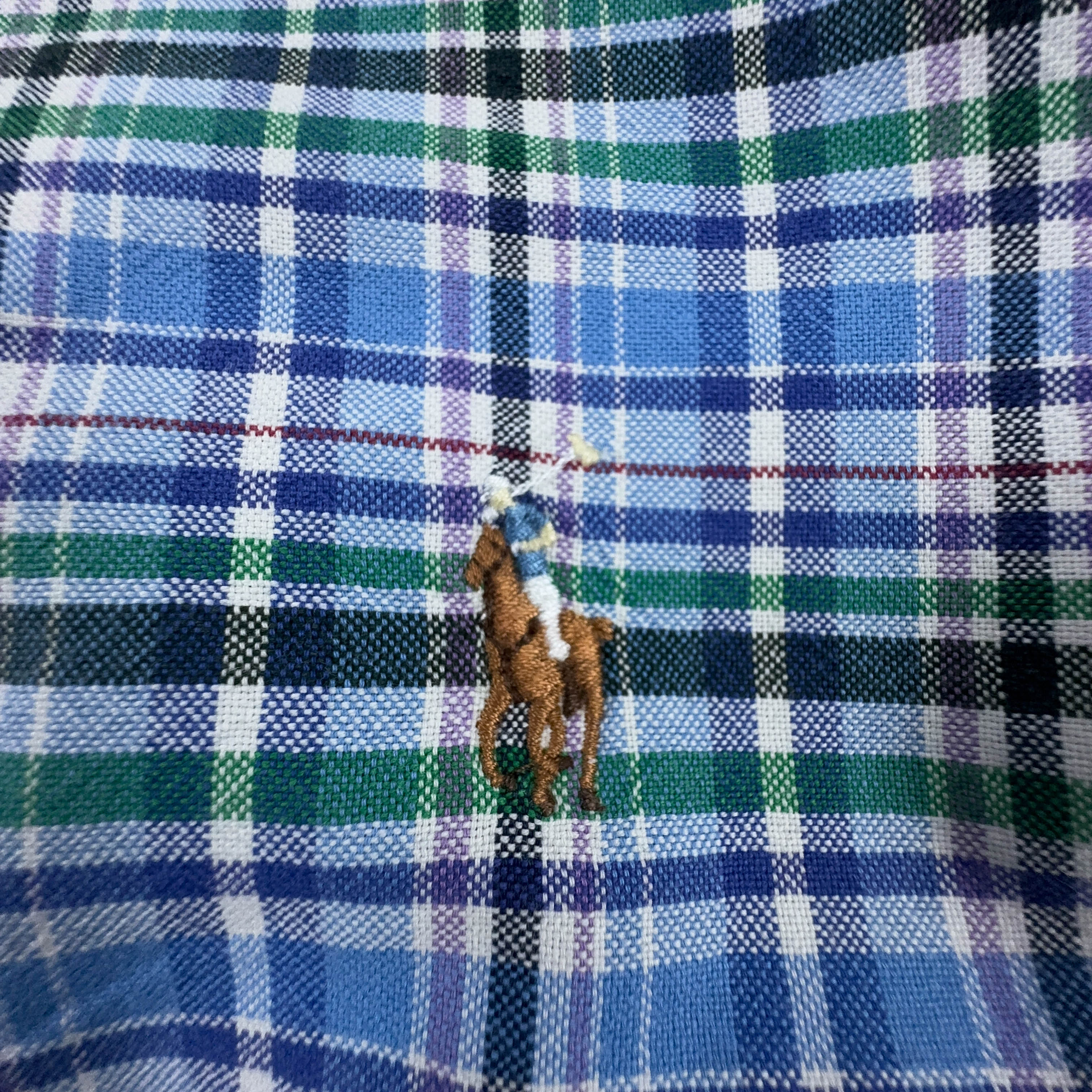 Camicia Ralph Lauren blu verde e bianca a quadri manica lunga - Taglia S uomo