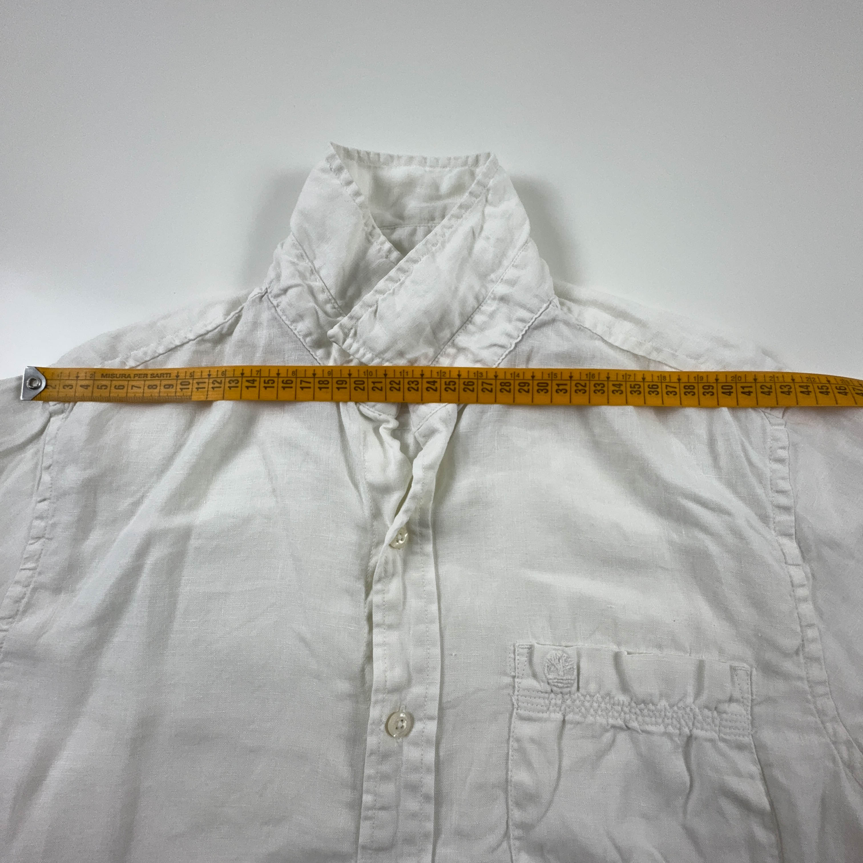 Camicia Timberland bianca tinta unita 100% Lino manica corta - Taglia S uomo