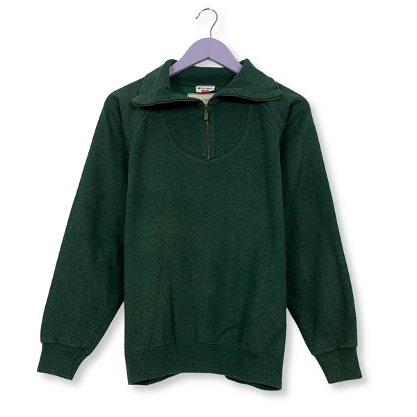 Felpa Champion Vintage verde quarter zip 62% cotone anni 80 - Taglia S/M uomo