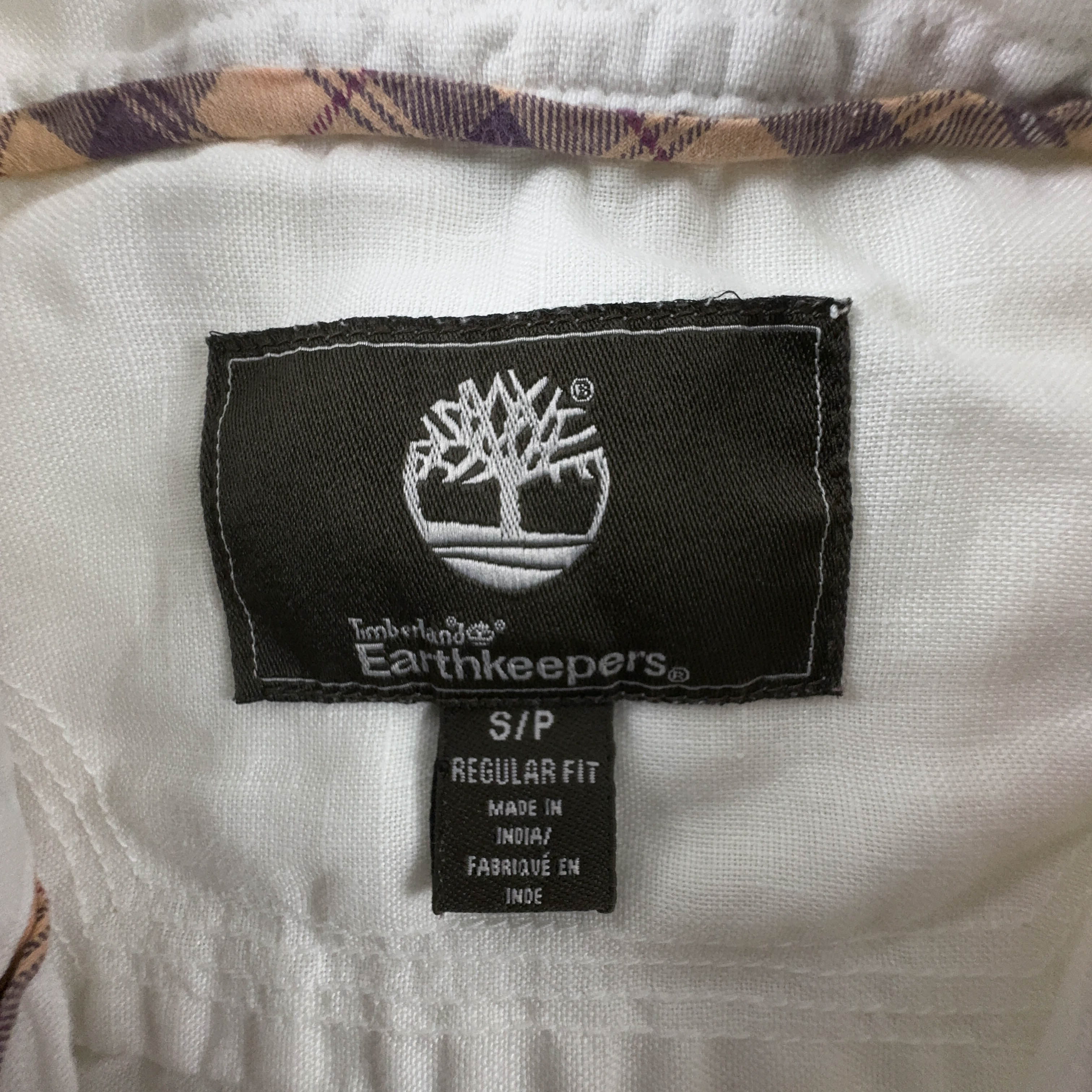 Camicia Timberland bianca tinta unita 100% Lino manica corta - Taglia S uomo