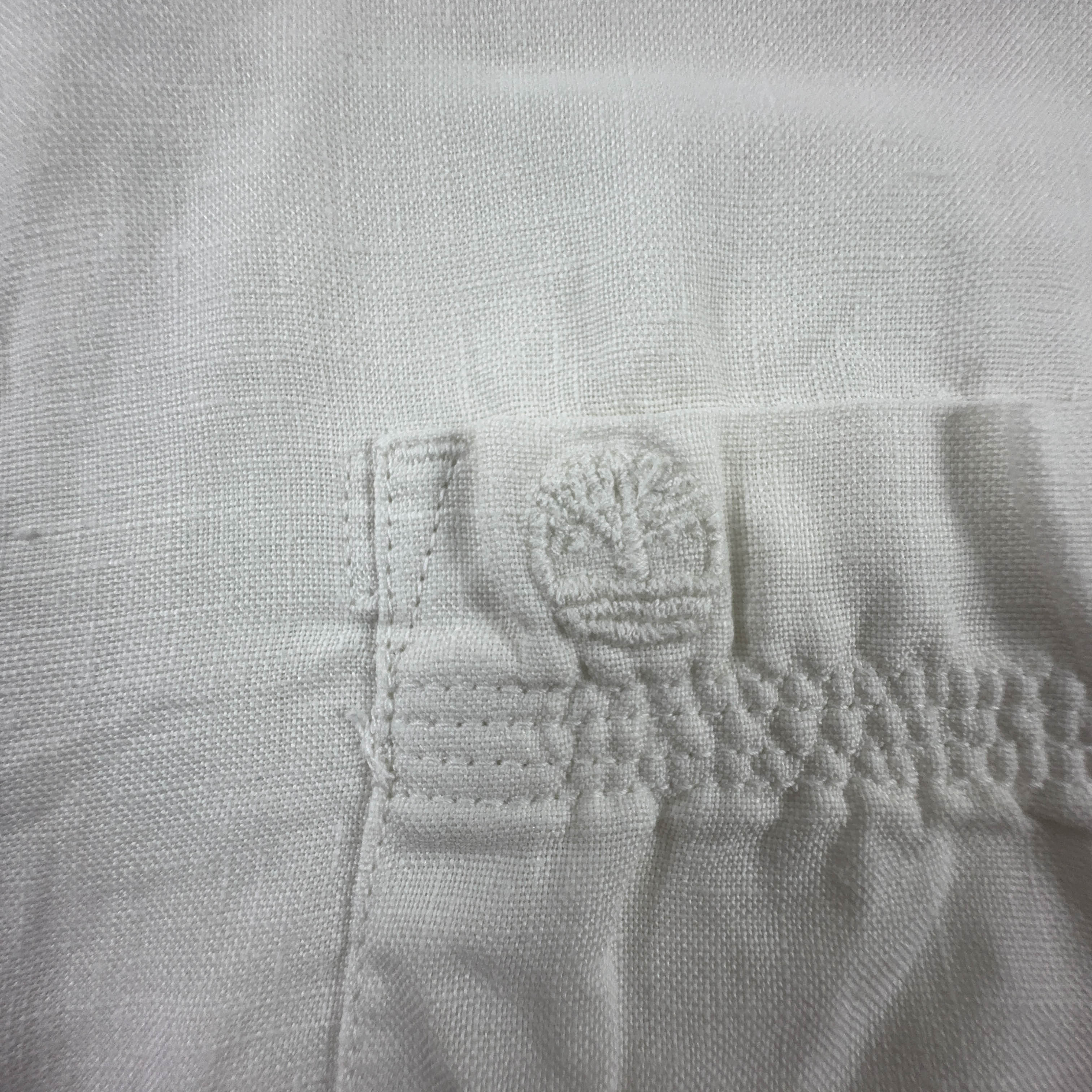 Camicia Timberland bianca tinta unita 100% Lino manica corta - Taglia S uomo