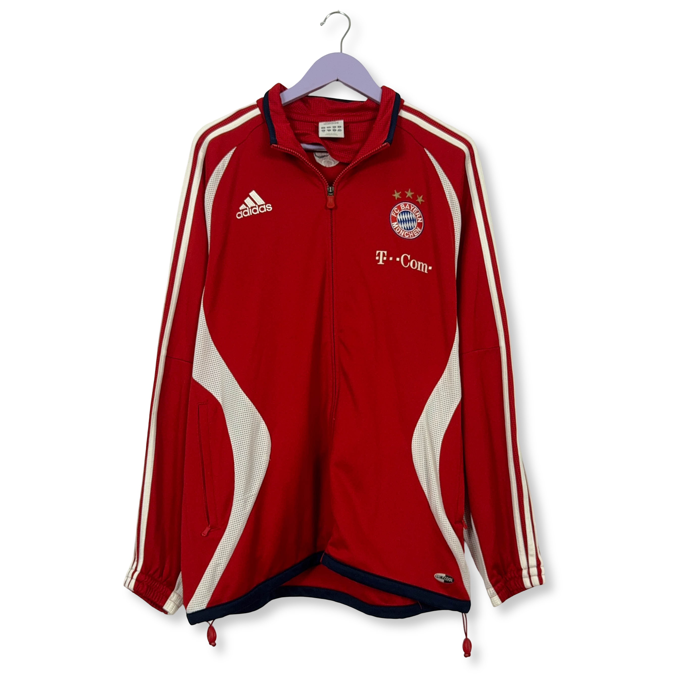 Felpa Adidas Bayern Vintage rossa e bianca con zip anni 2000 - Taglia D7 F186 uomo