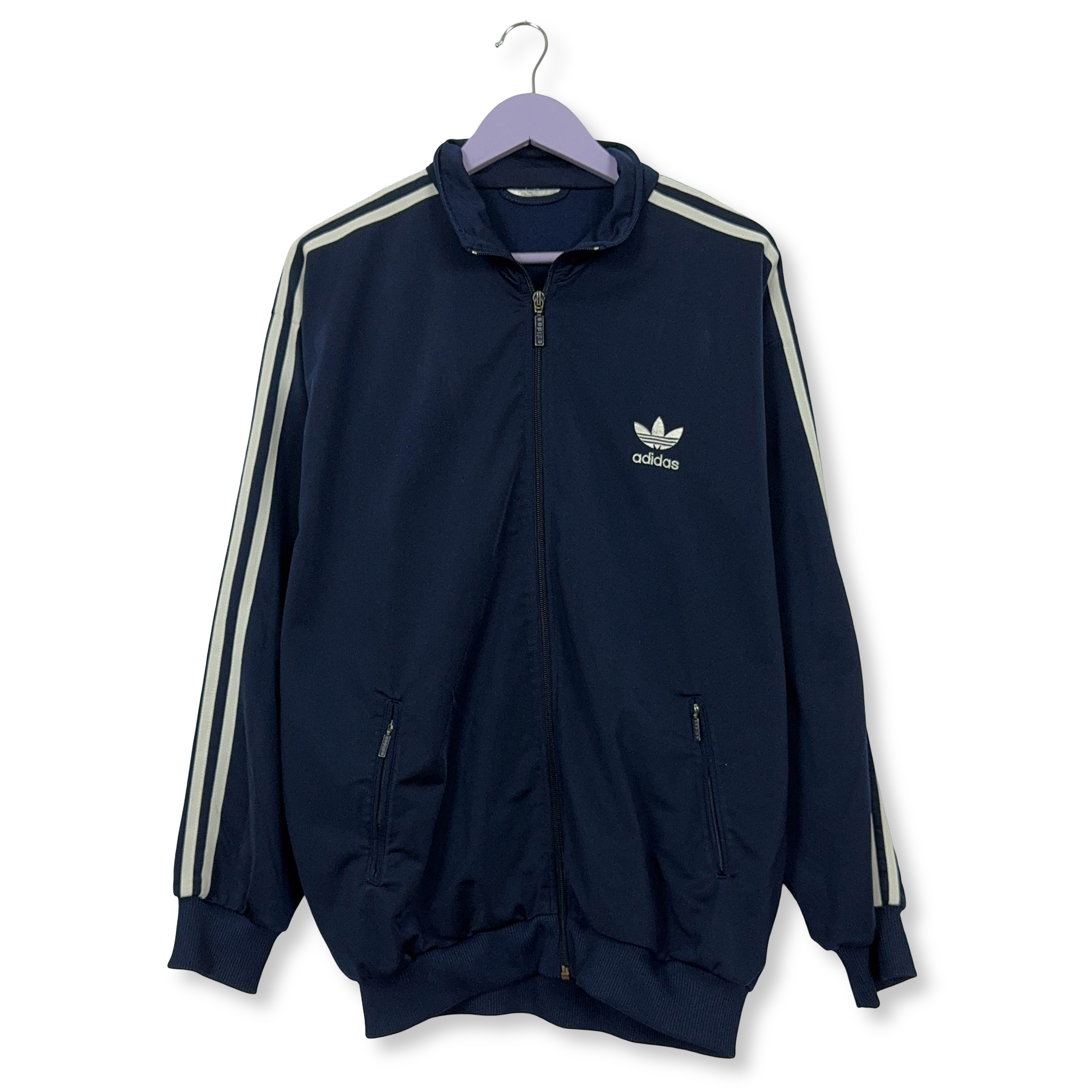Felpa Adidas Vintage blu scura con zip - Taglia L/XL uomo