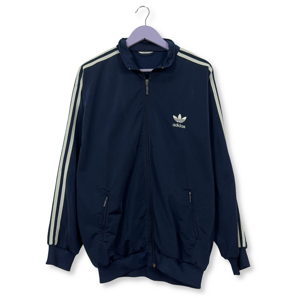 Felpa Adidas Vintage blu scura con zip - Taglia L/XL uomo