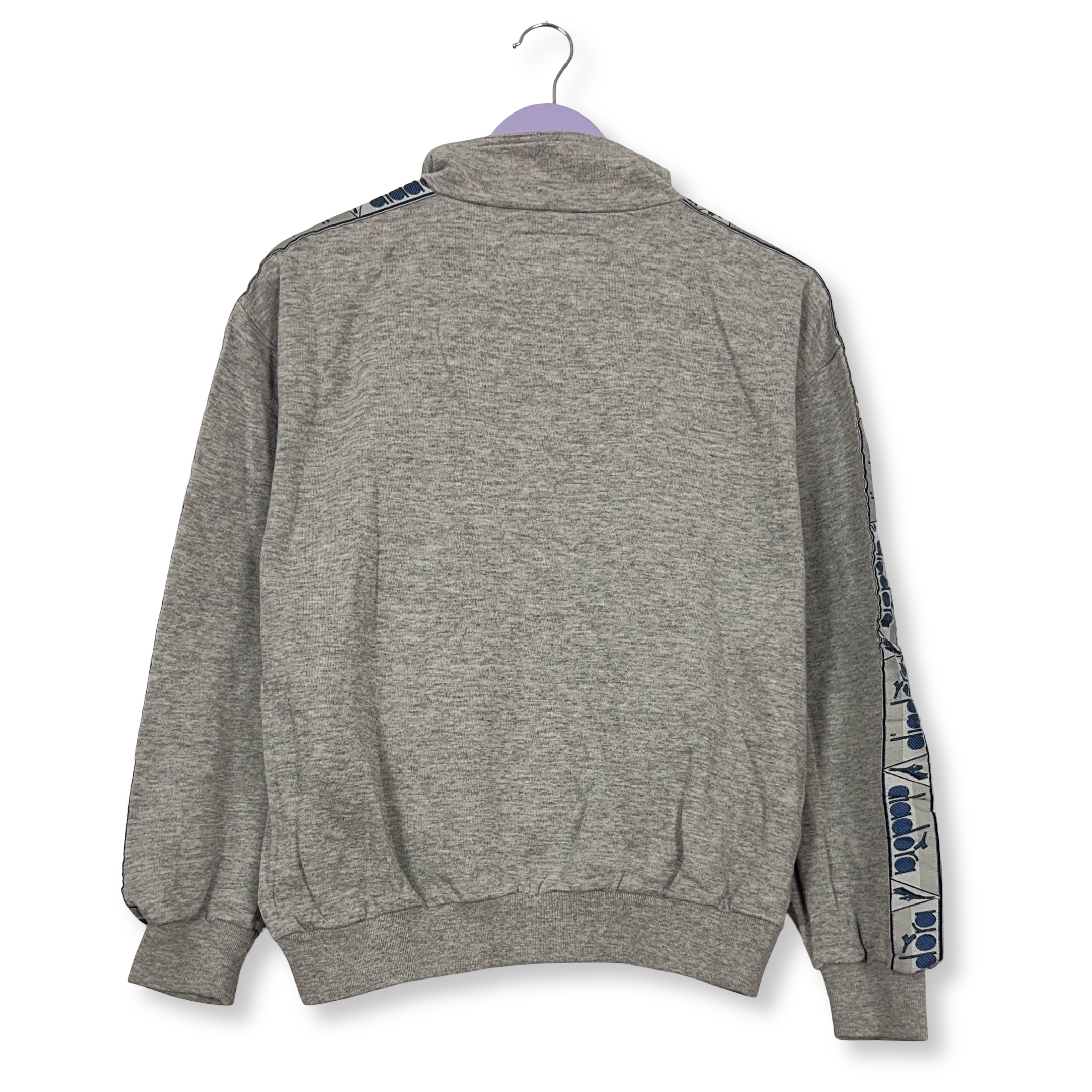Felpa Diadora Vintage grigia con zip 70% cotone anni 90 - Taglia S/M uomo