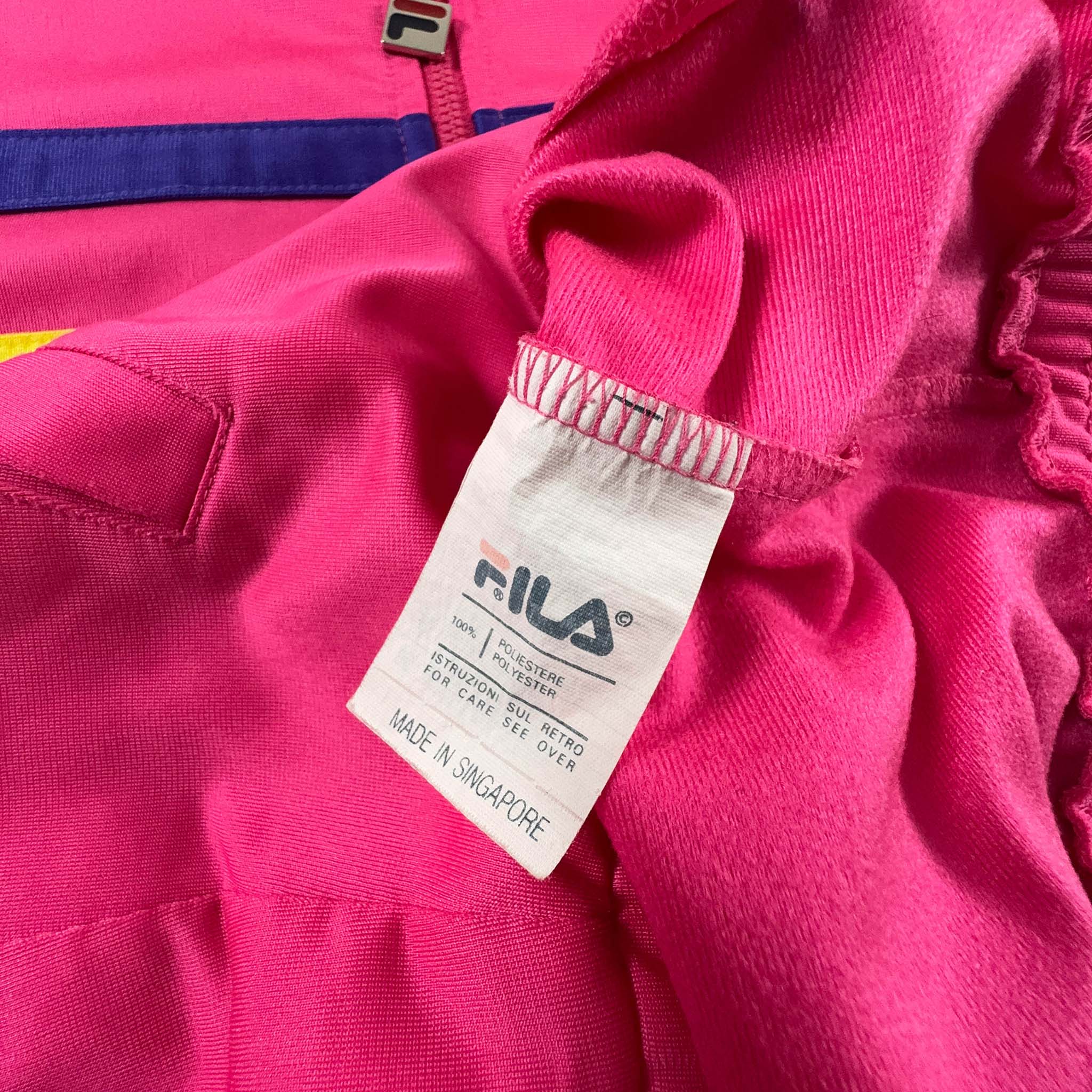 Felpa Fila Vintage rosa con zip - Taglia S uomo