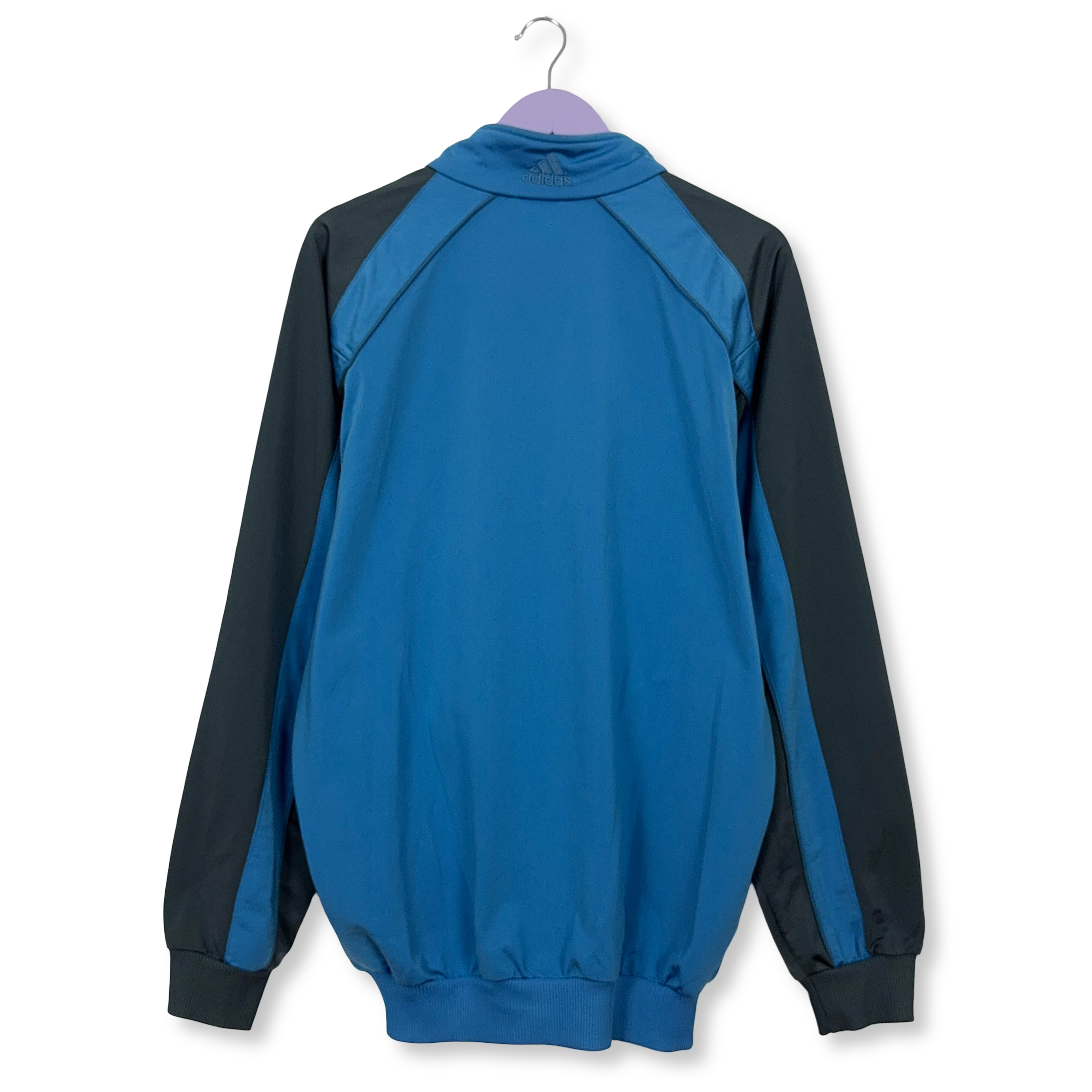 Felpa Adidas Vintage blu e grigia con zip anni 2000 - Taglia D6 180 uomo