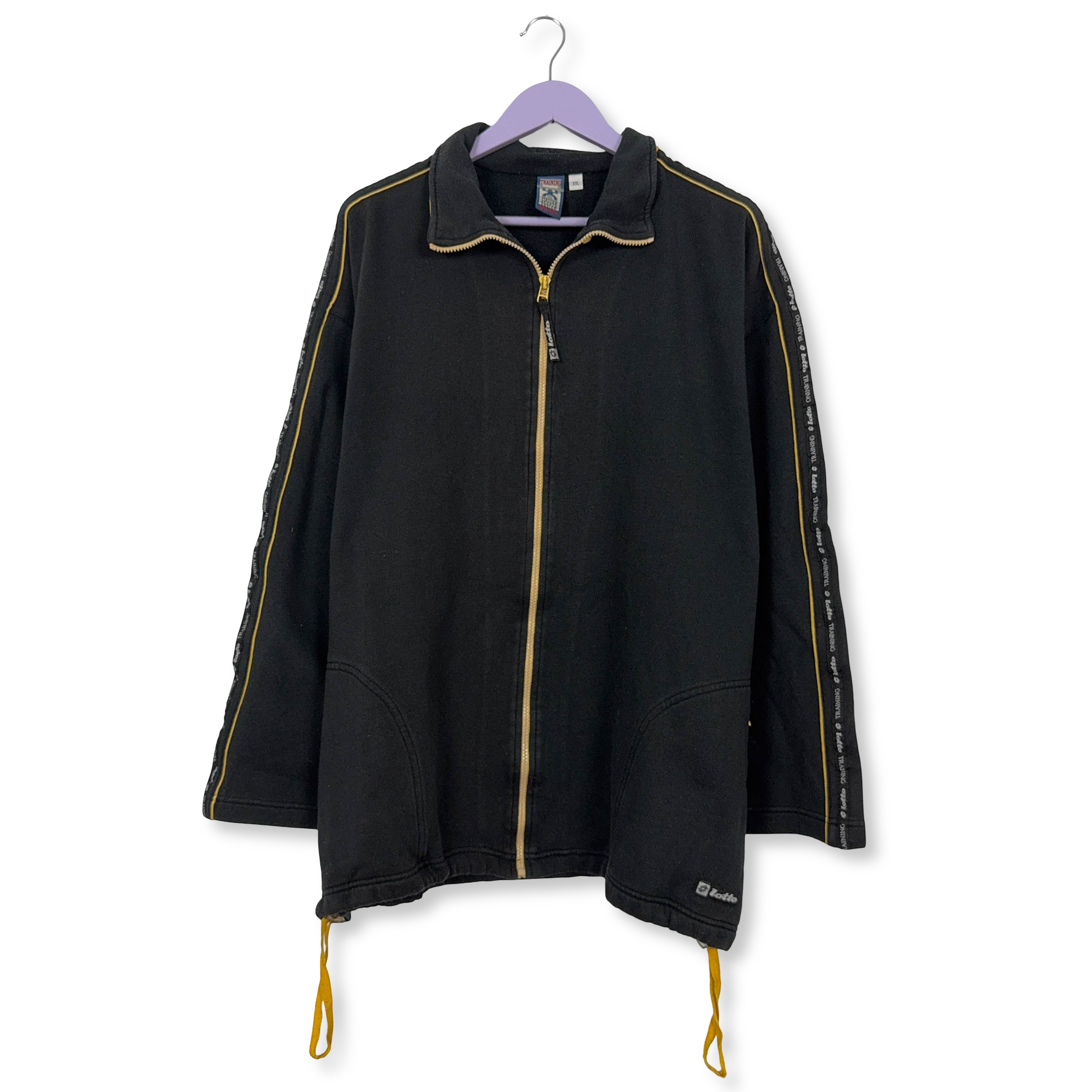 Felpa Lotto Vintage nera con zip 60% cotone anni 90 - Taglia 54 uomo