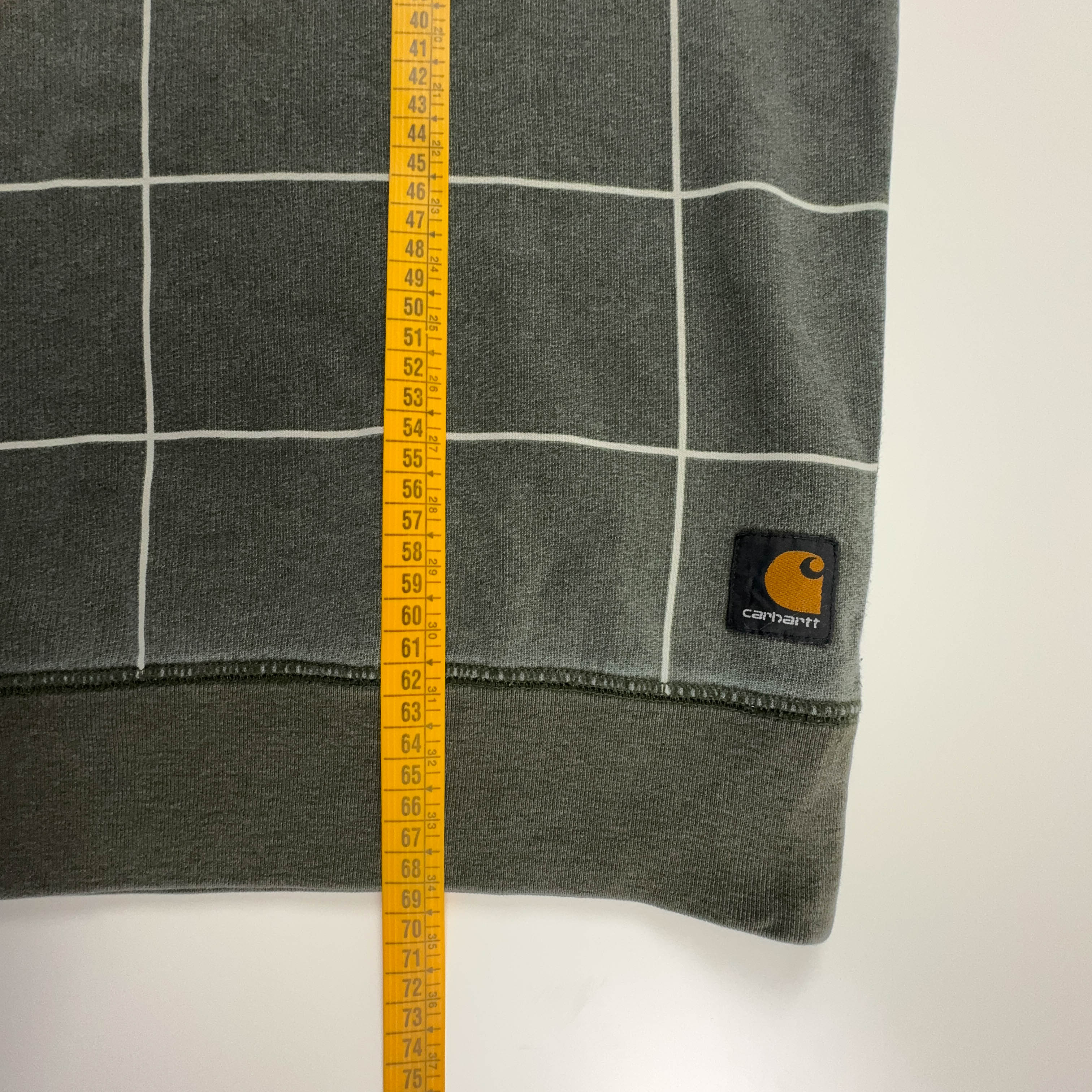 Felpa Carhartt verde a quadri faded con cappuccio - Taglia M/L uomo