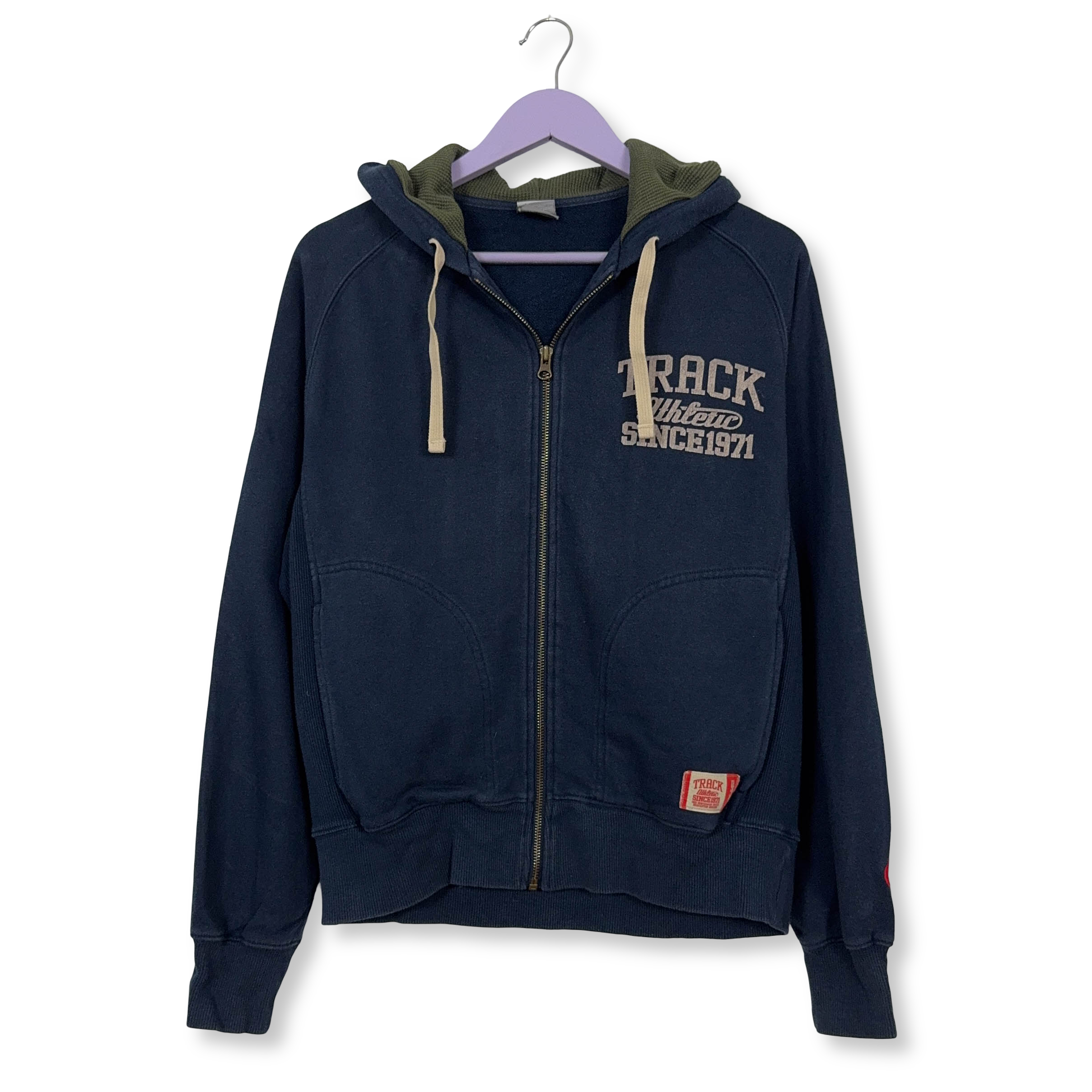 Felpa Nike Vintage blu con cappuccio e zip 80% cotone anni 2000 - Taglia S uomo