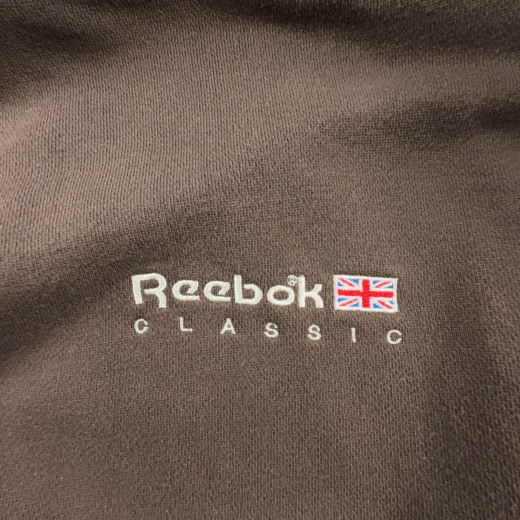 Felpa Reebok Vintage marrone e grigia con cappuccio anni 90 - Taglia M/L uomo