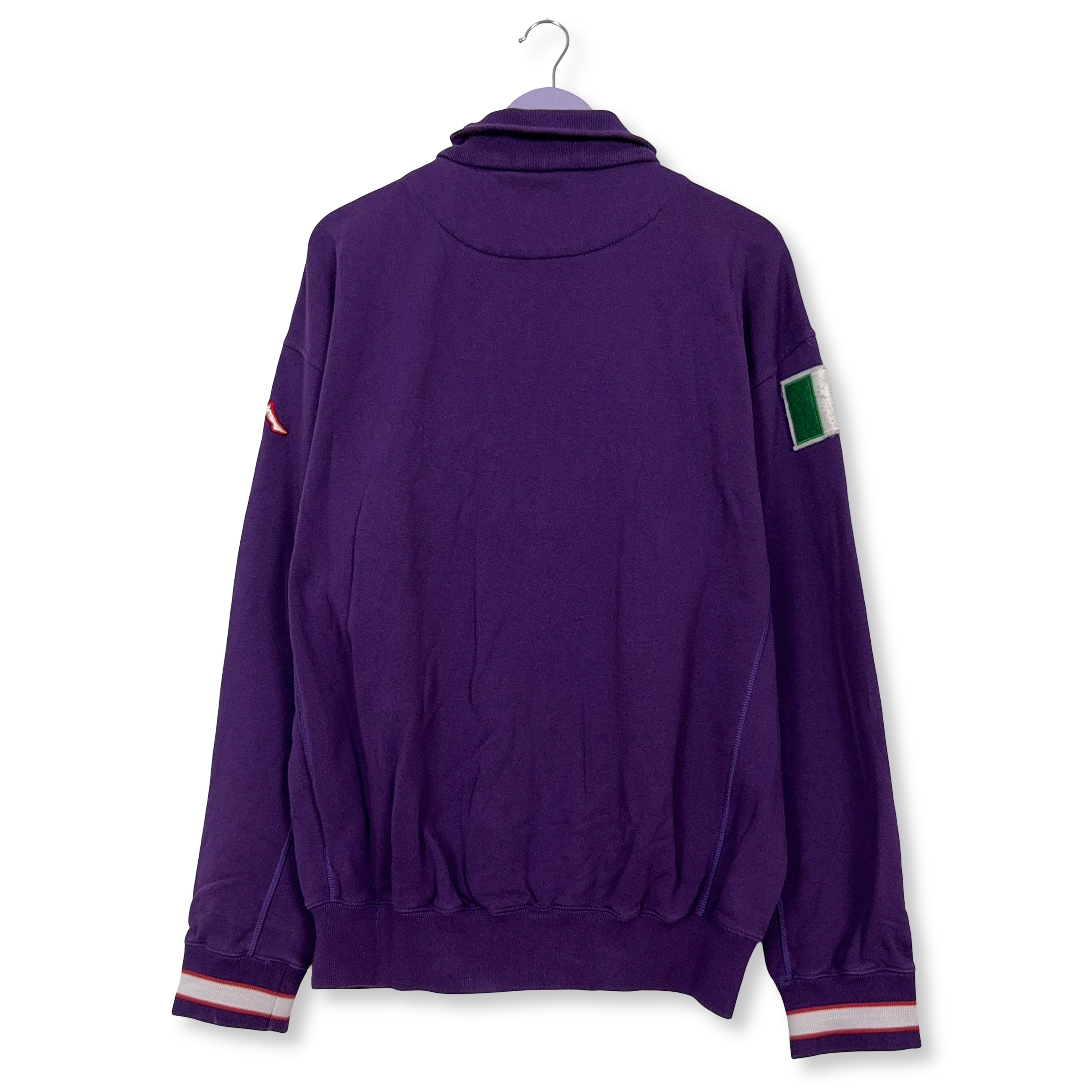 Felpa Kappa Firenze Vintage viola in cotone con ricami e zip - Taglia XXL uomo
