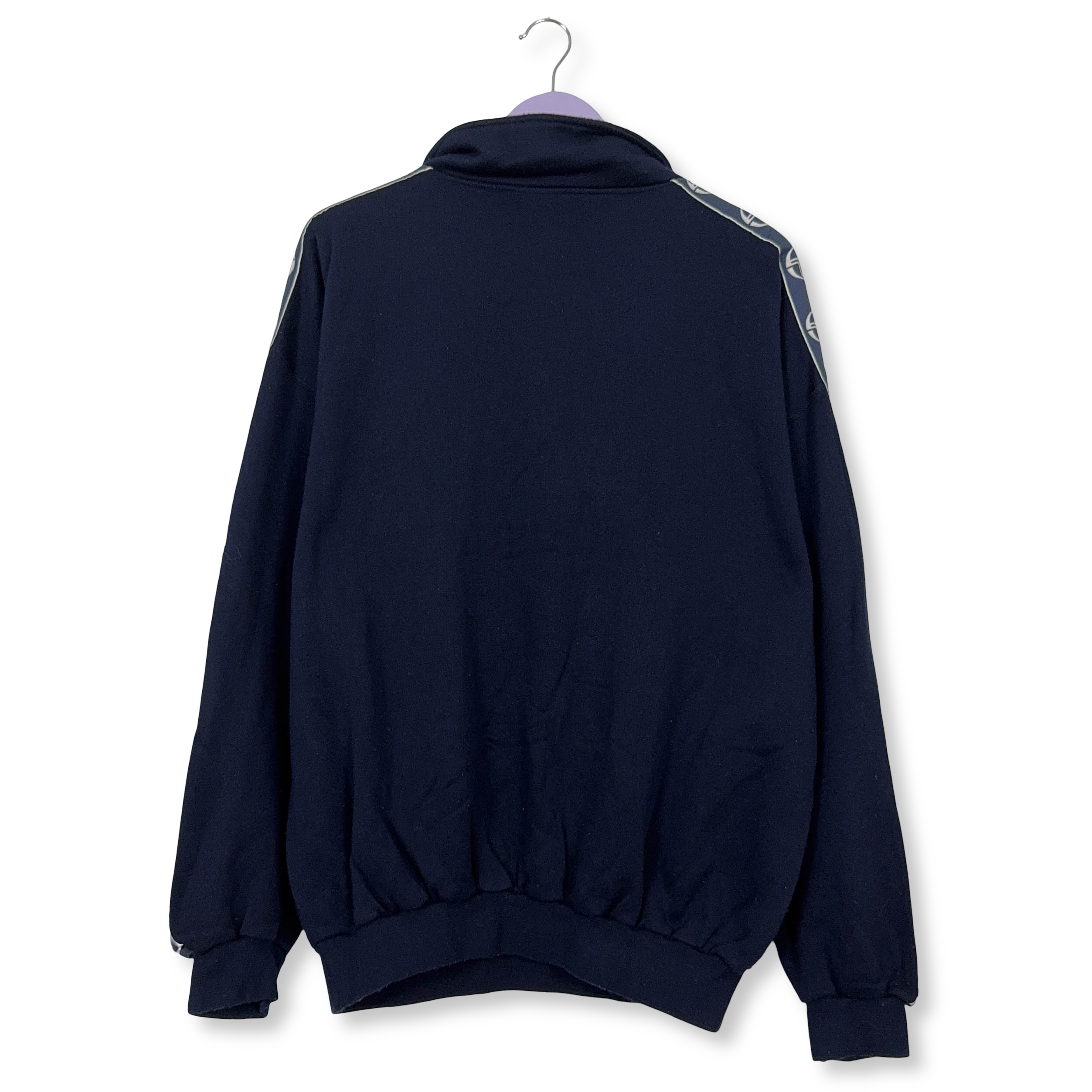 Felpa Sergio Tacchini Vintage blu scura quarter zip 50% cotone anni 2000 - Taglia XXL uomo