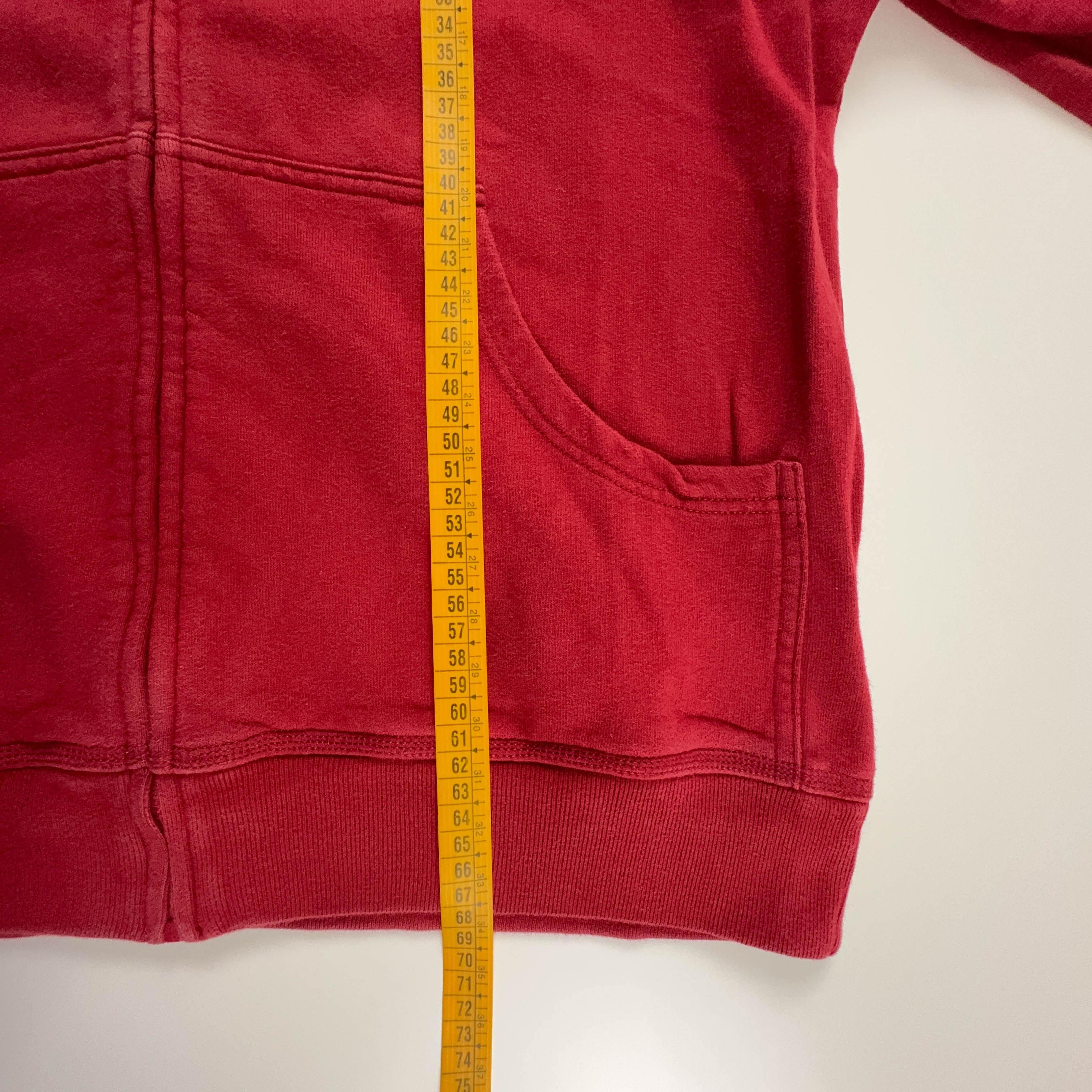 Felpa Timberland rossa in cotone con zip e cappuccio - Taglia L uomo