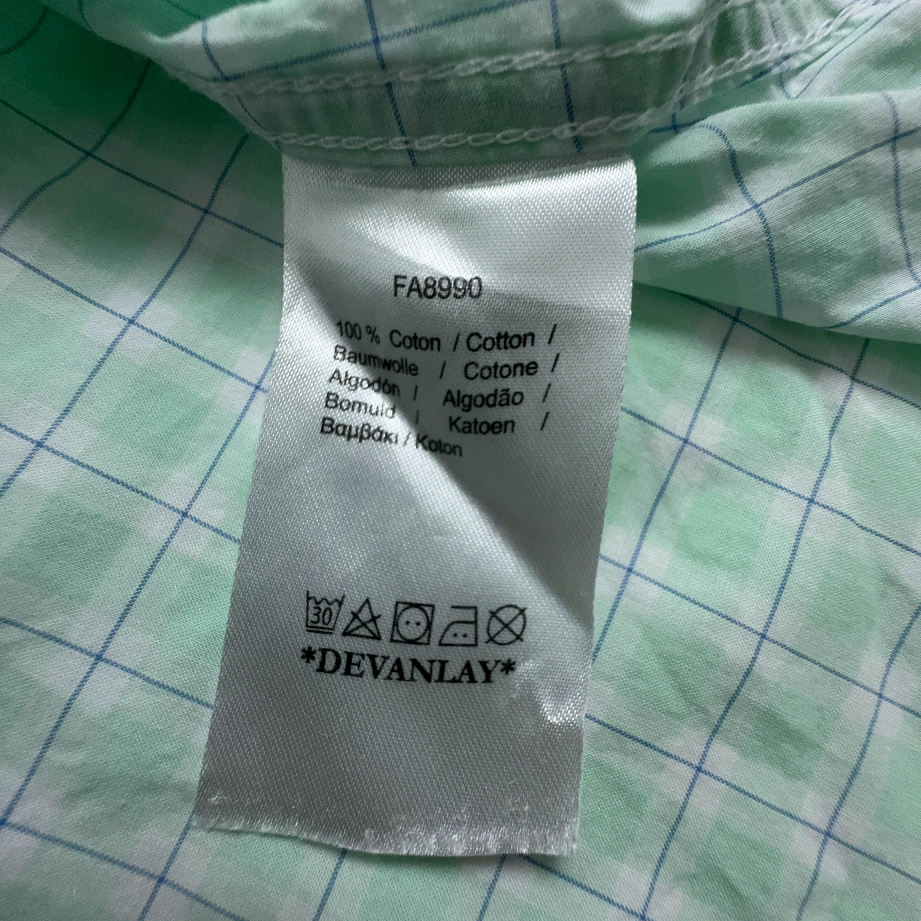 Camicia Lacoste verde e bianca a quadri manica corta slim fit - Taglia 40 uomo