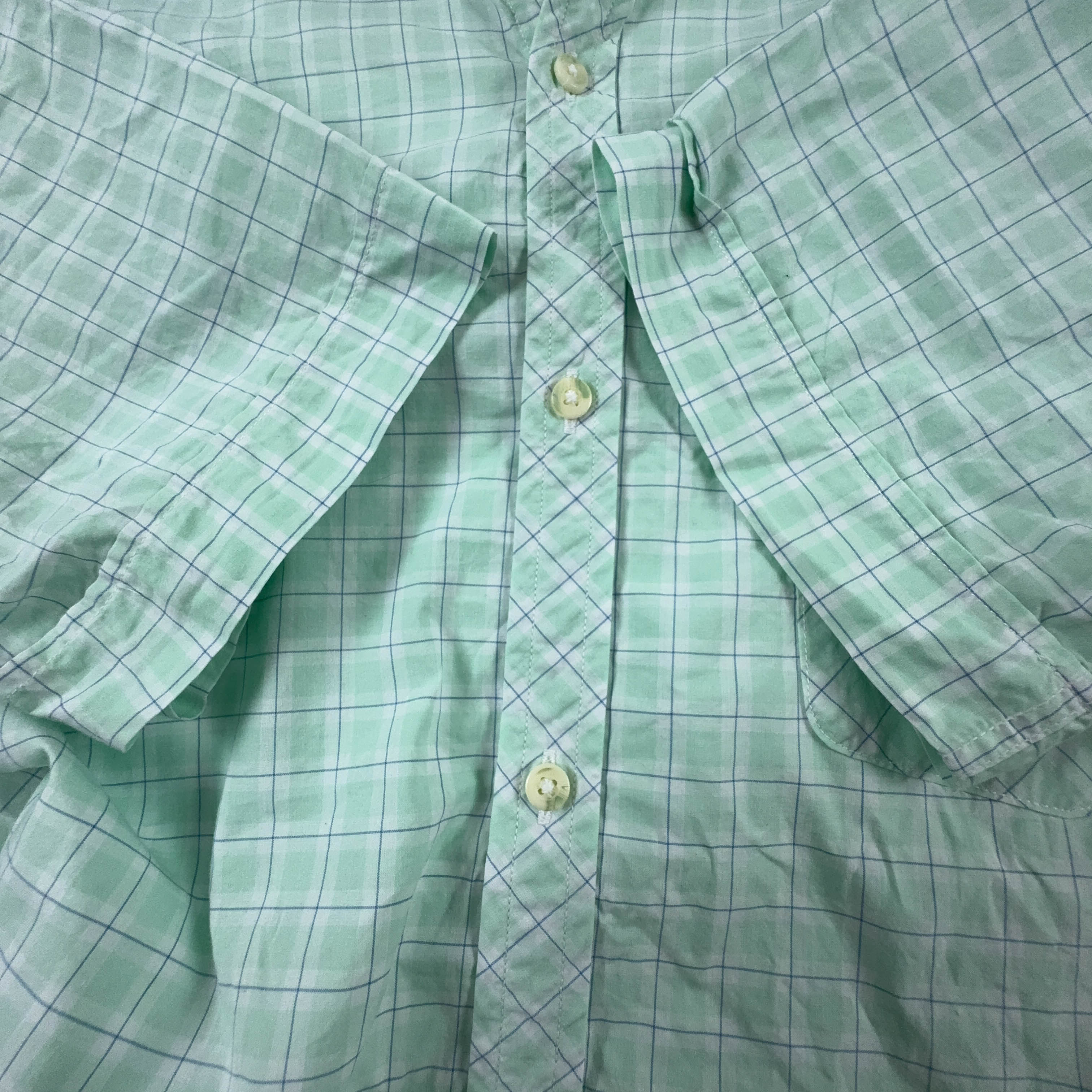 Camicia Lacoste verde e bianca a quadri manica corta slim fit - Taglia 40 uomo