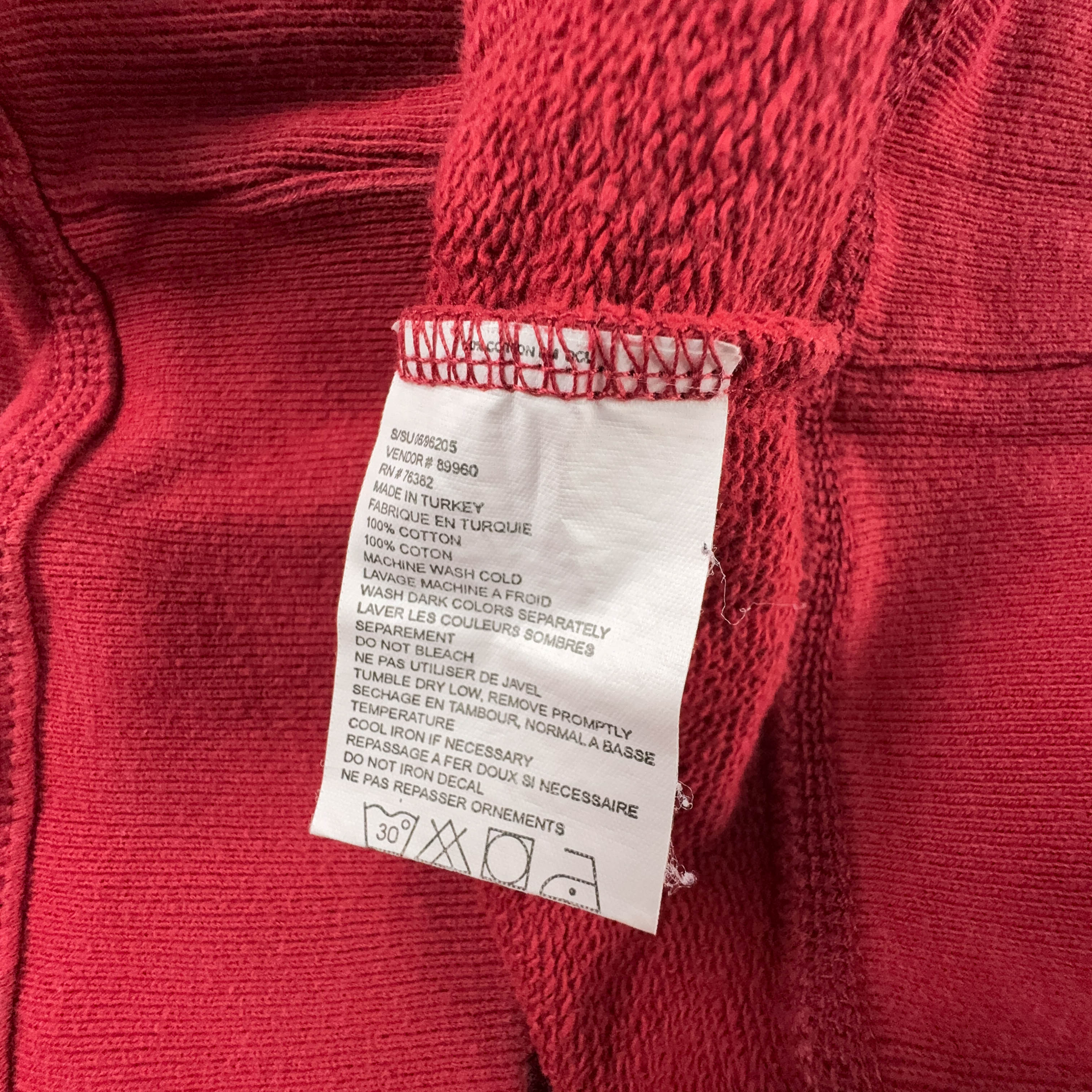 Felpa Timberland rossa in cotone con zip e cappuccio - Taglia L uomo