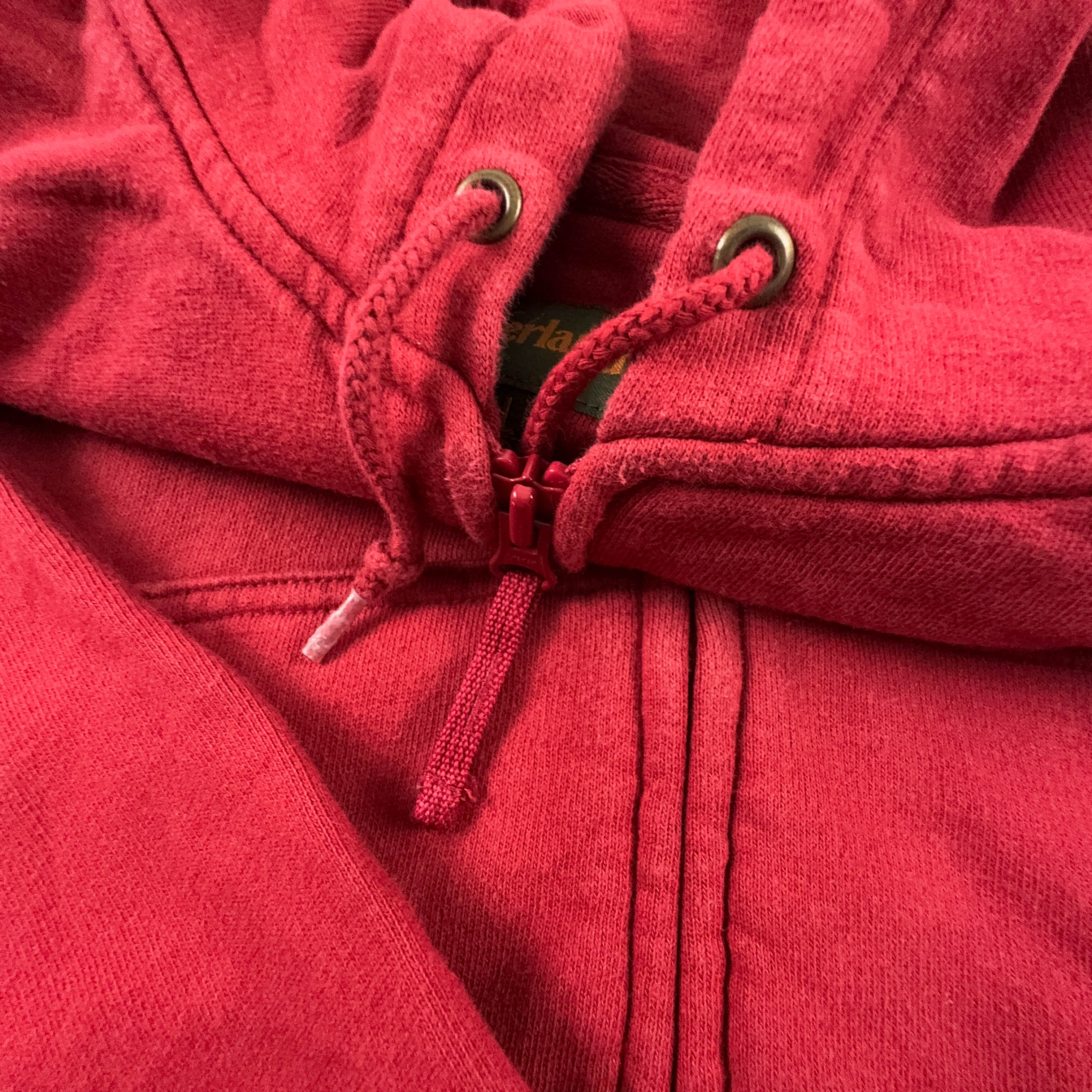 Felpa Timberland rossa in cotone con zip e cappuccio - Taglia L uomo