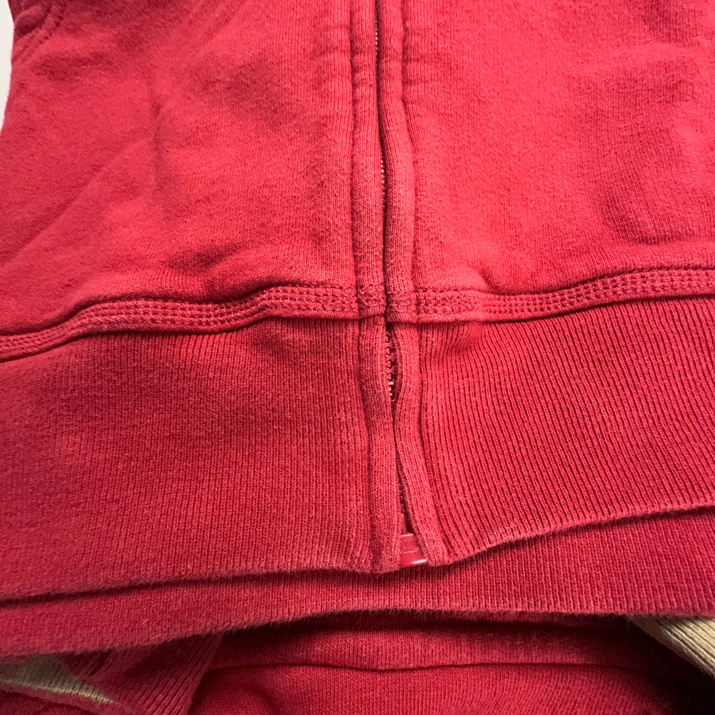 Felpa Timberland rossa in cotone con zip e cappuccio - Taglia L uomo