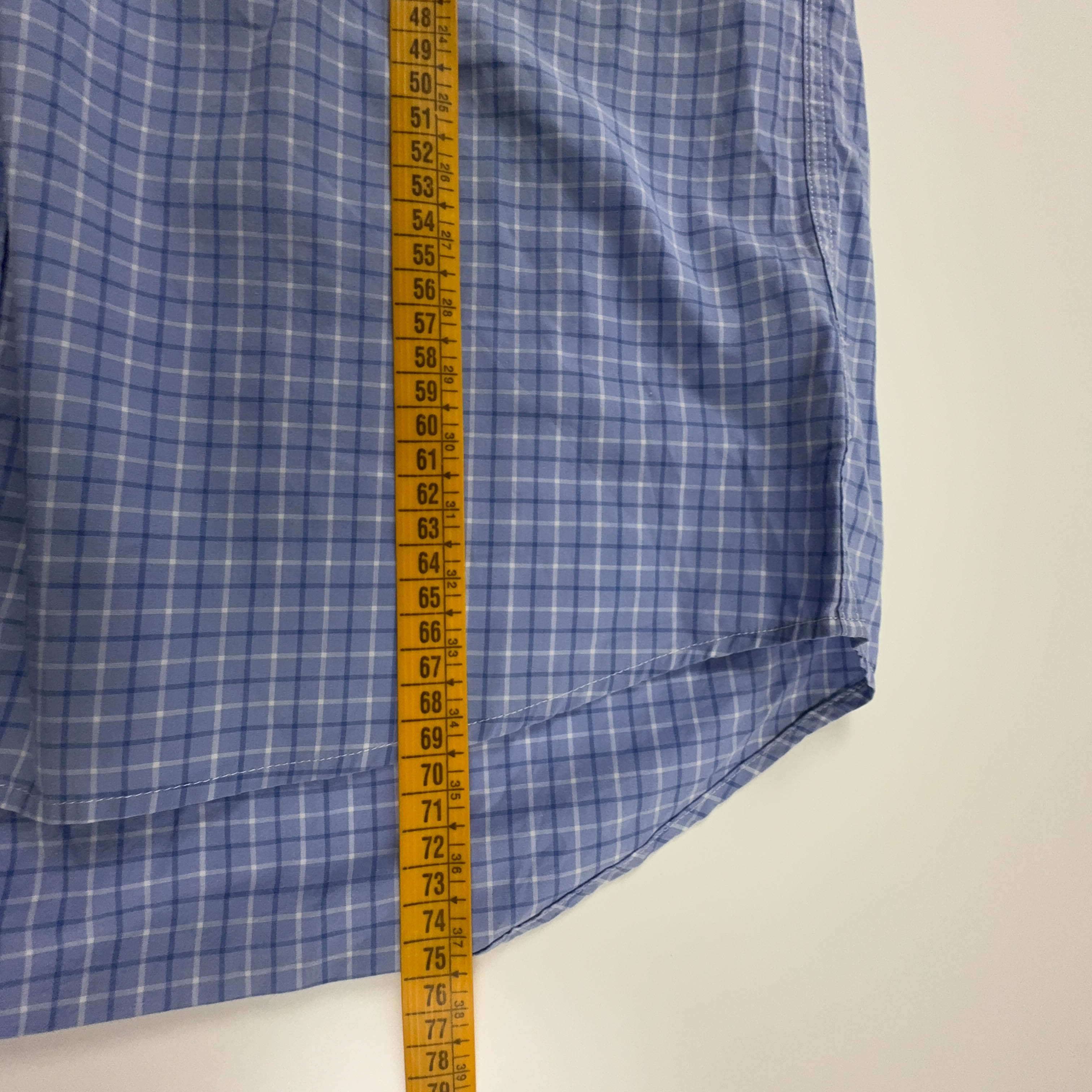 Camicia Lacoste blu e bianca a quadri in cotone manica corta slim fit - Taglia 42 uomo