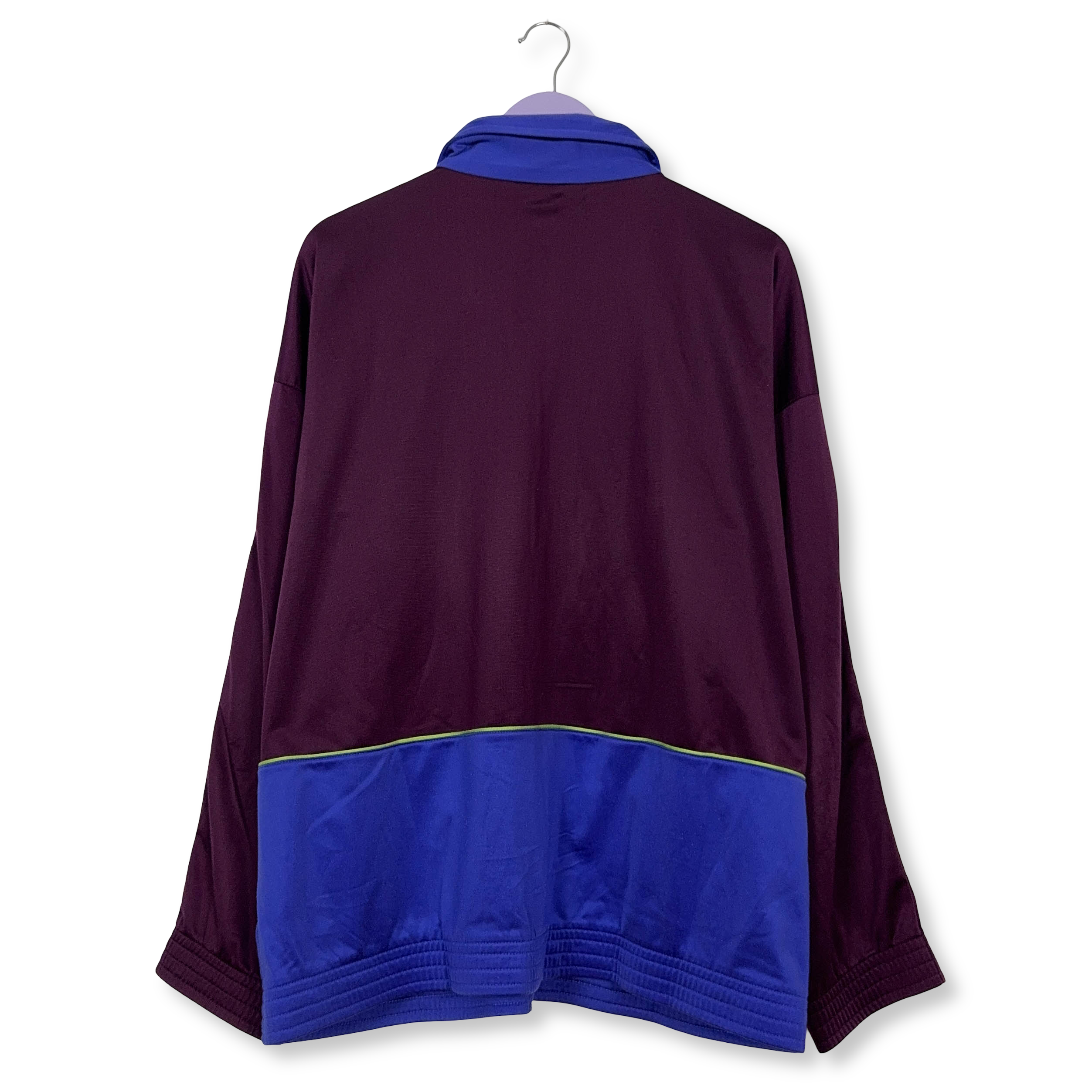 Felpa Lotto Vintage blu e bordeaux con zip e logo ricamato anni 80 - Taglia XXL uomo