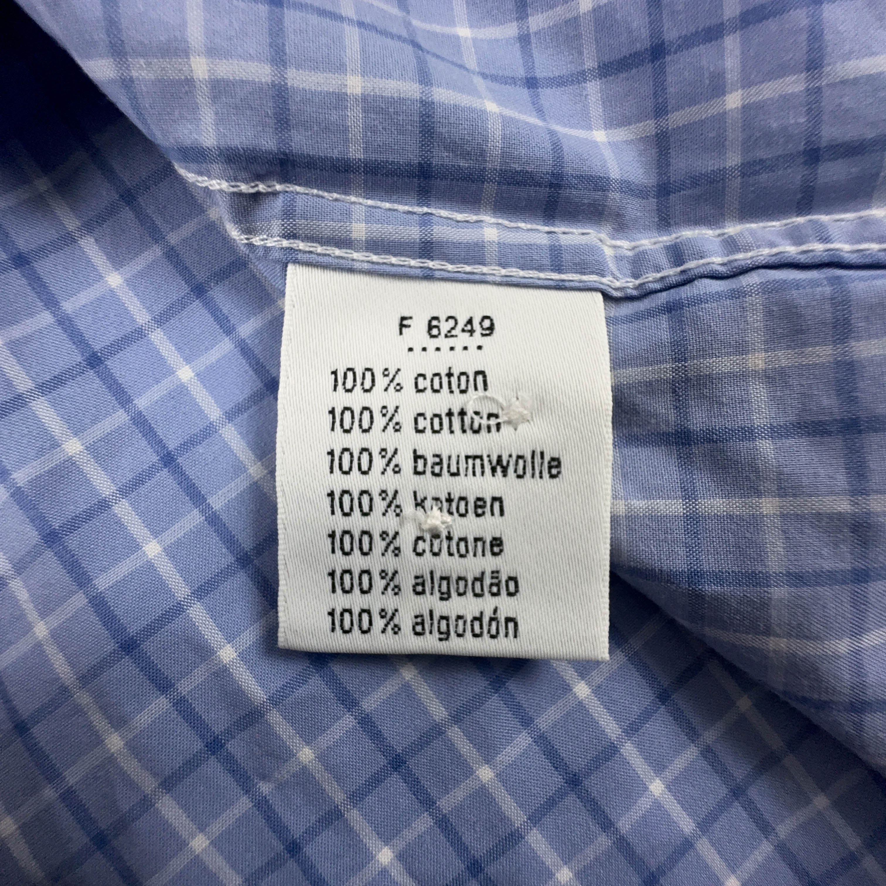 Camicia Lacoste blu e bianca a quadri in cotone manica corta slim fit - Taglia 42 uomo